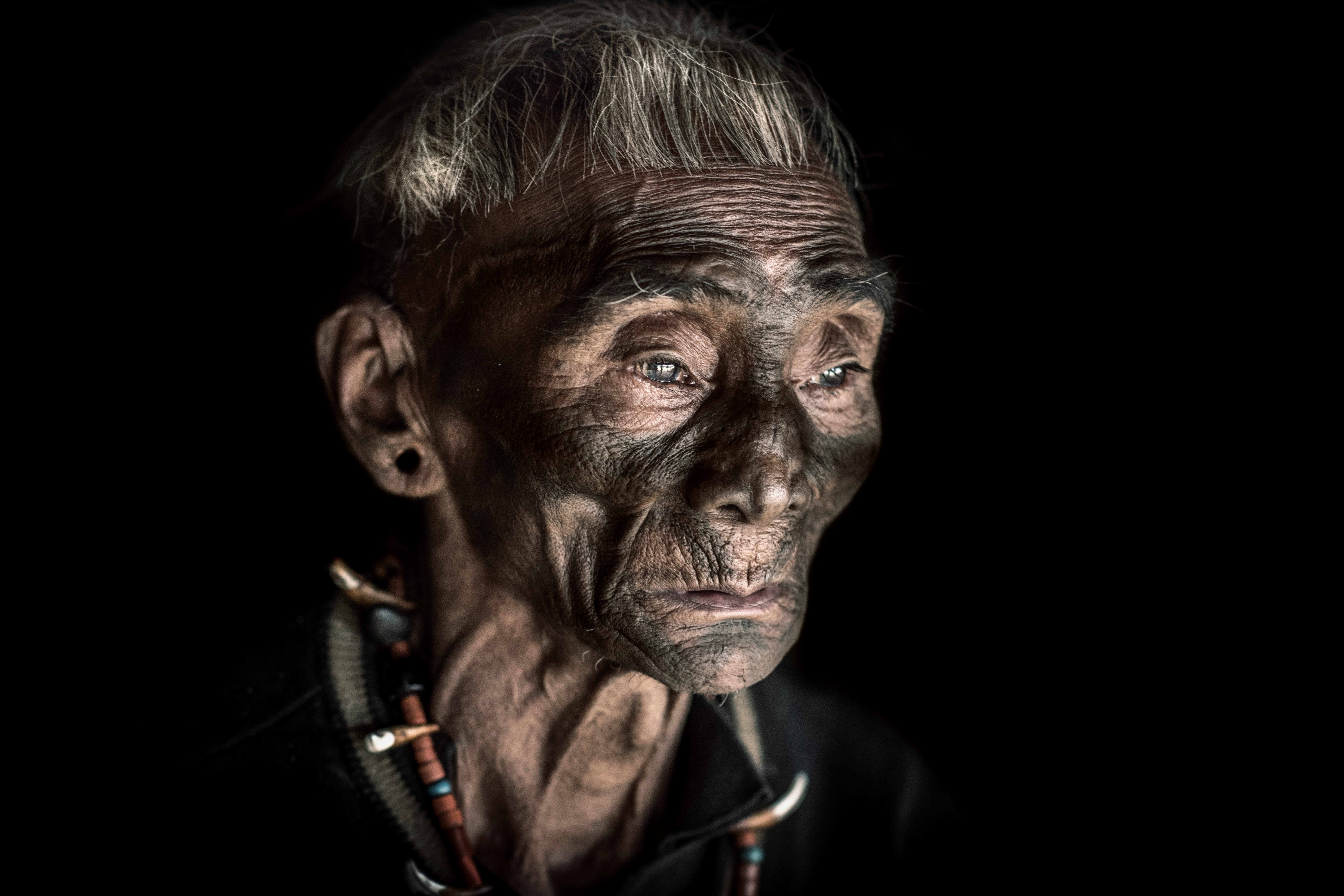 man, tribe, face, looking At Camera, senior Adult, woman, old lady, females, 8K, isolated On Black, adult, grandmother, one Person, studio Shot, black, HD Wallpaper