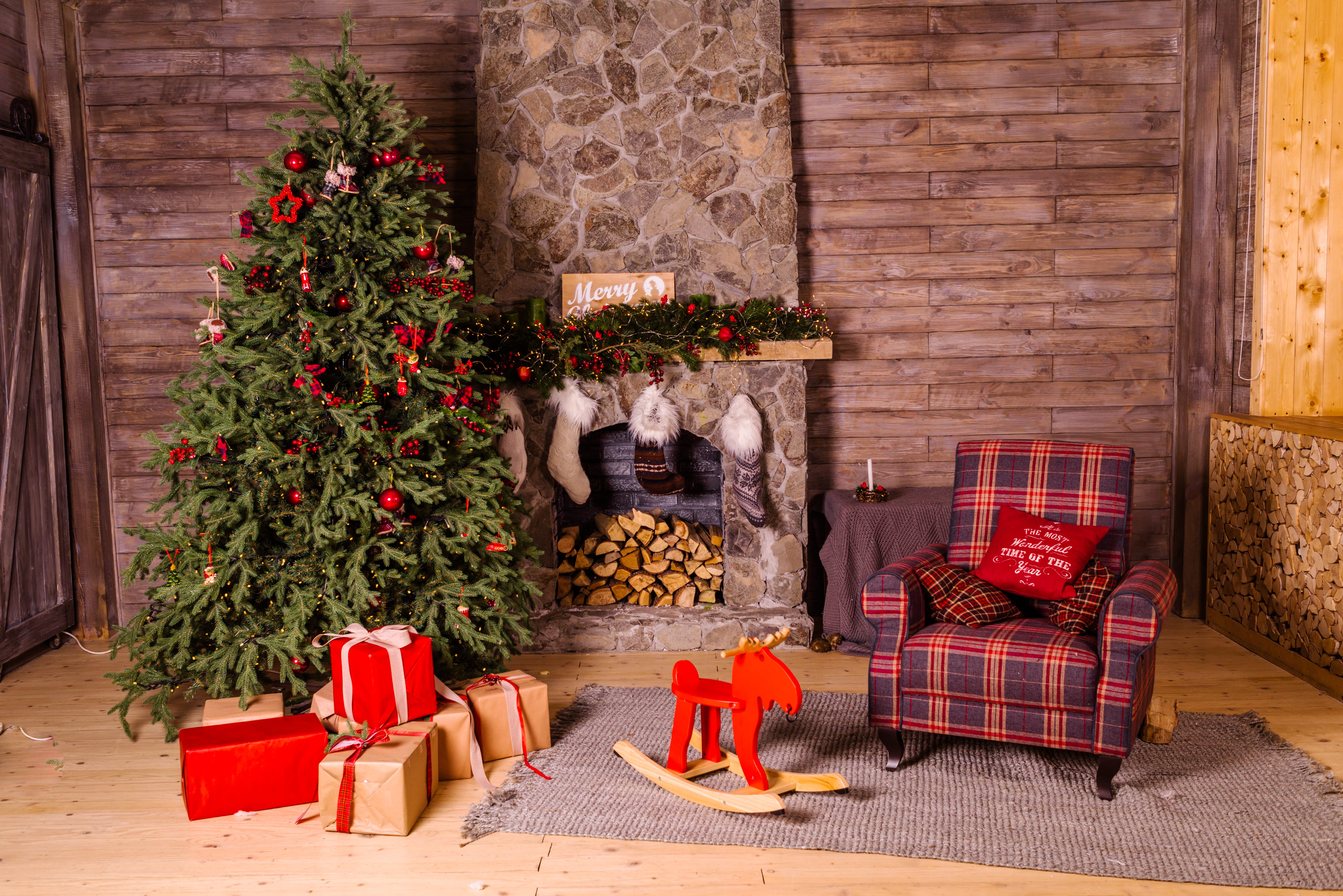 chair, cushion, gift, decoration, nature, art, room, brown, holiday, holiday - event, living room, no people, outdoors, pillow, christmas decoration, fir, HD Wallpaper