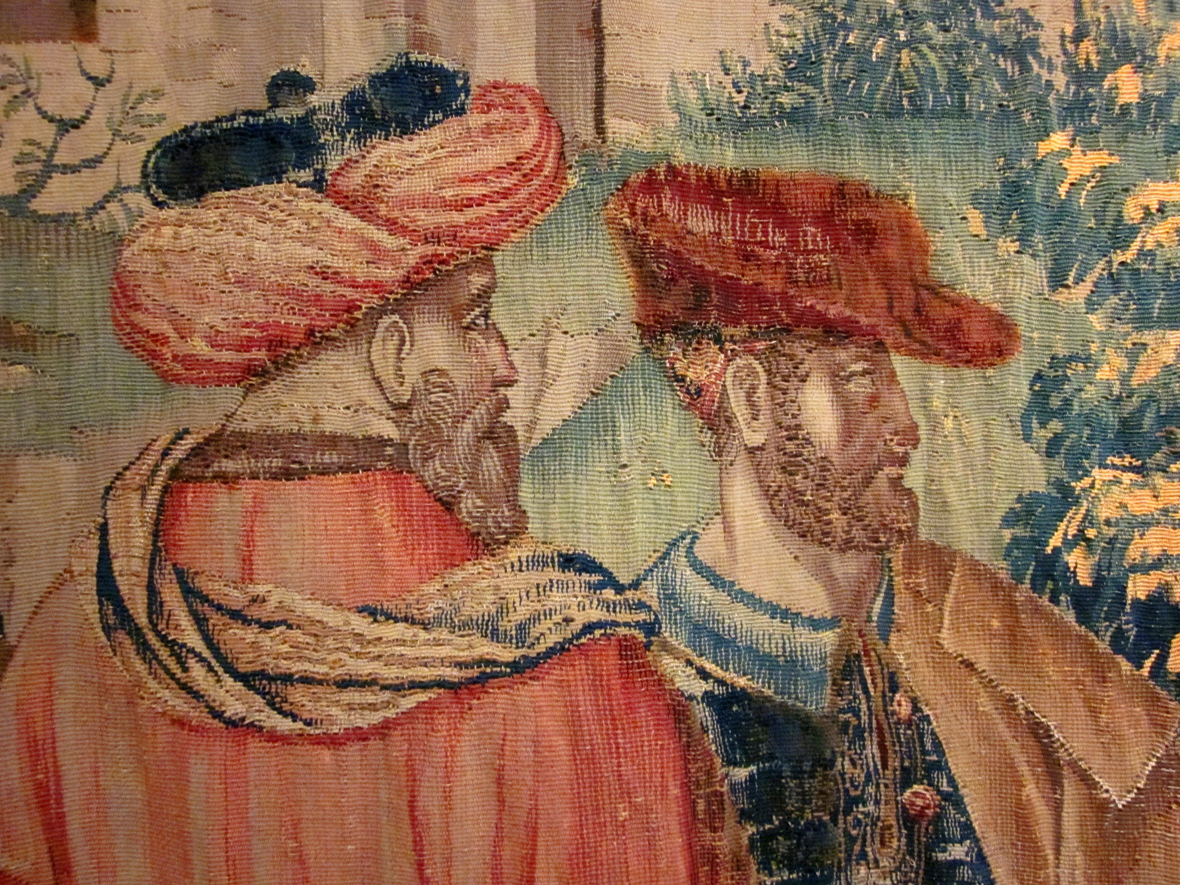 close-up, france, pattern, old, human representation, tapestry, love, textured, loire valley, renaissance, unesco, no people, chateau de langeais, painted image, HD Wallpaper