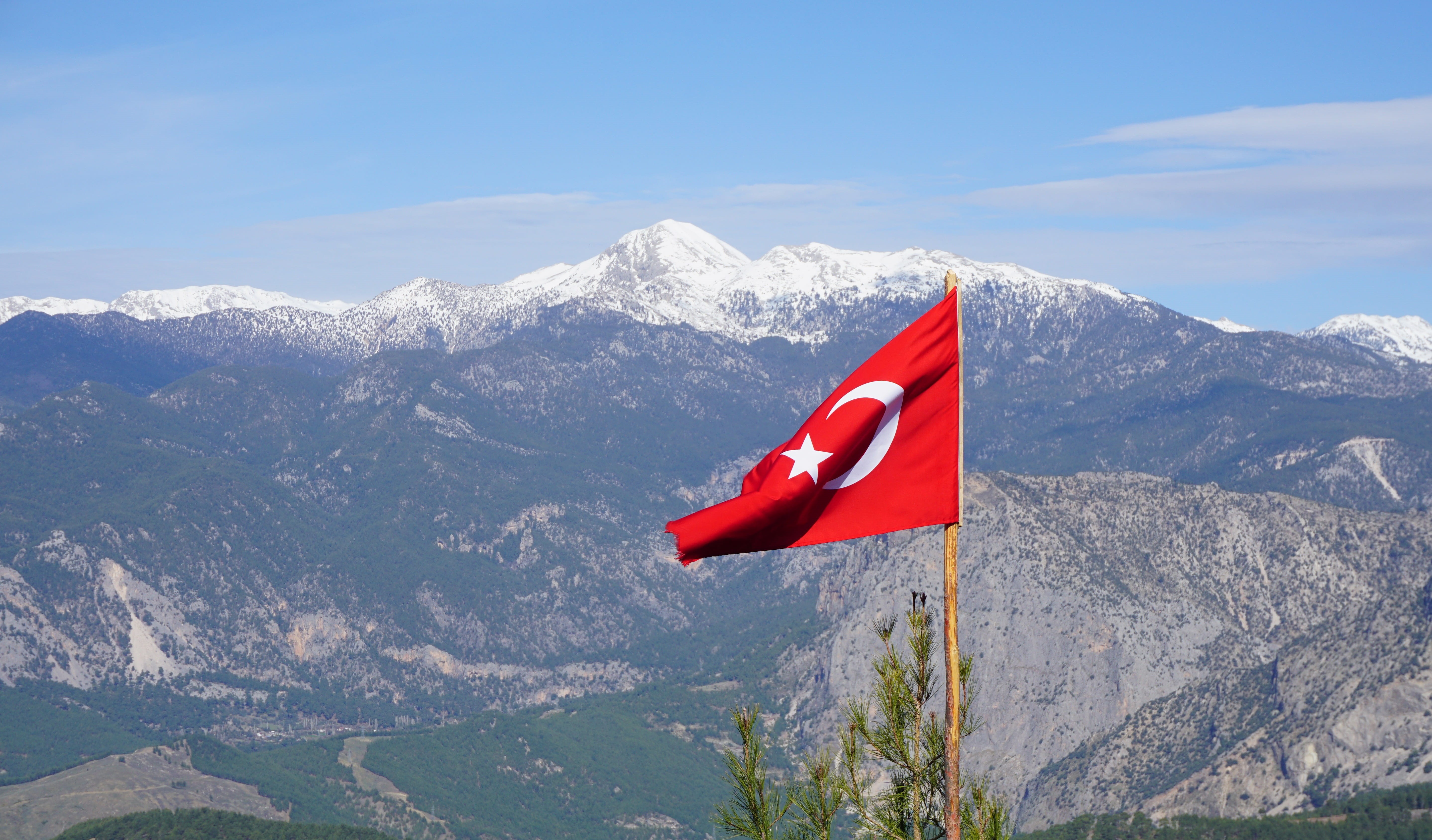 turkey, mountain peak, independence, winter, symbol, snow, beauty in nature, nature, patriotism, country, environment, mountain, non-urban scene, mountain range, HD Wallpaper