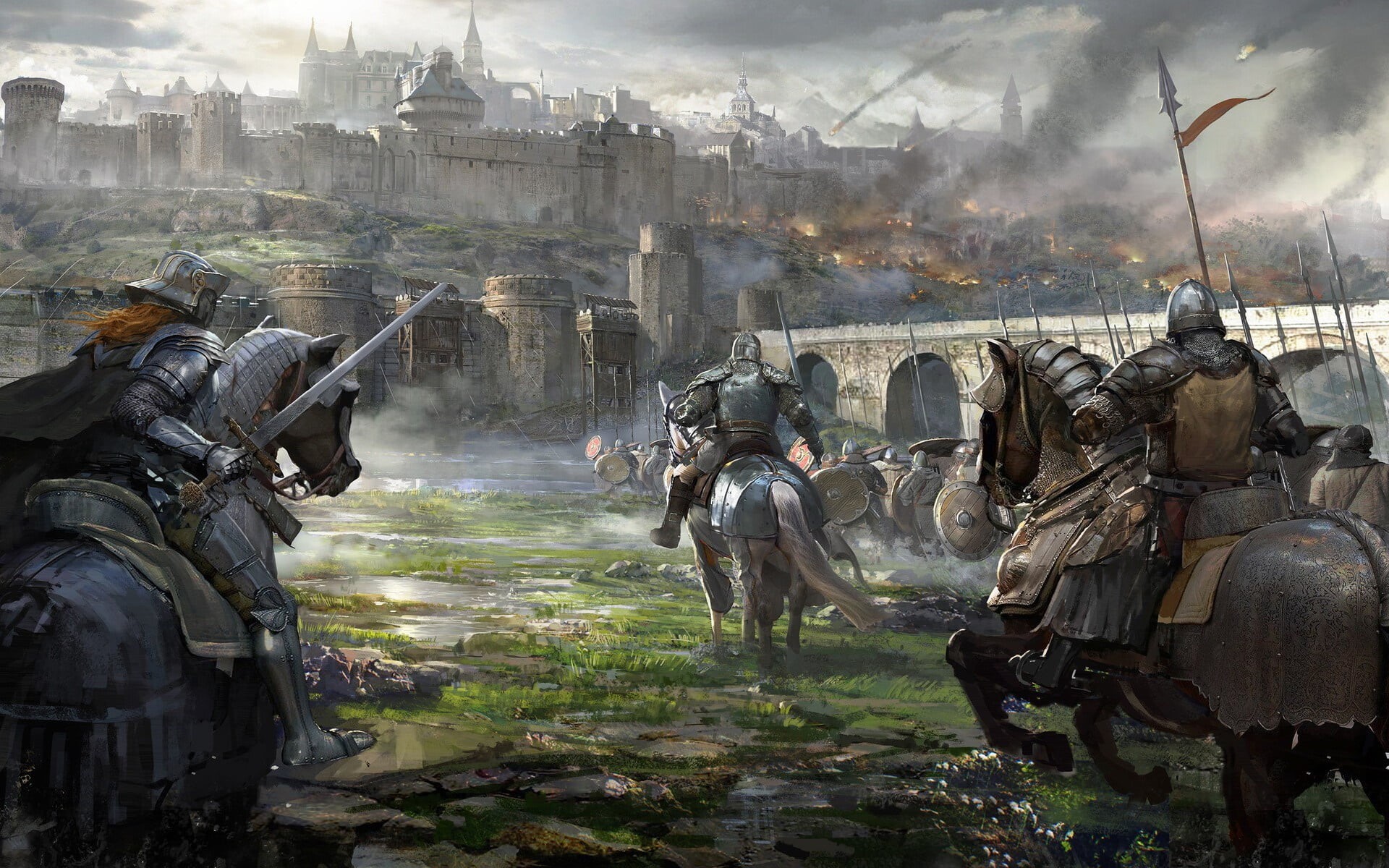 Sword, Armor, Knight, Weapon, Siege, Warrior, Castle, Horse, 1080P, Fantasy, HD Wallpaper
