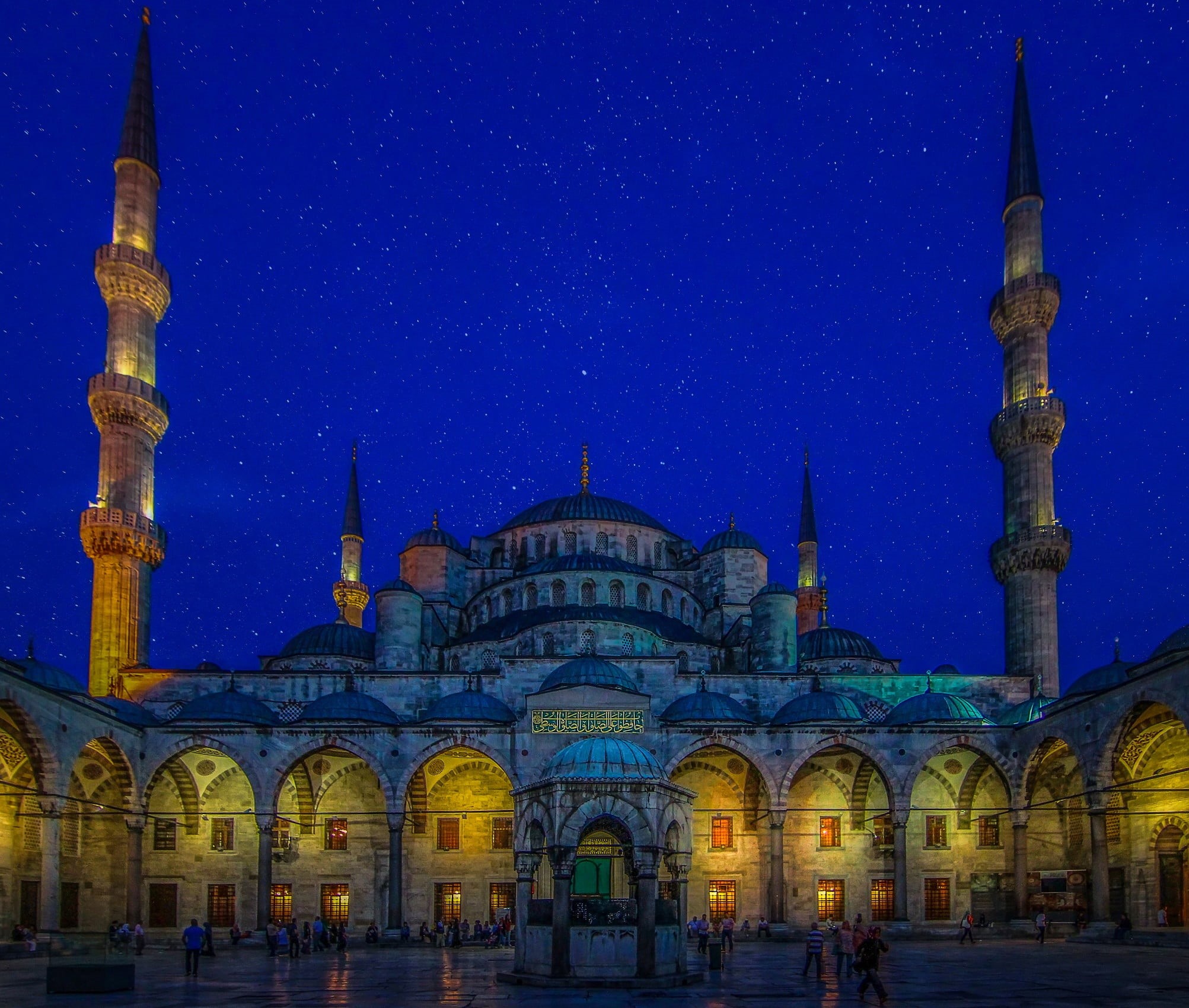 blue, architecture, travel destinations, illuminated, spire, place of worship, turkish mosque, religion, blue mosque, night, minaret, spirituality, turkey - Middle East, HD Wallpaper
