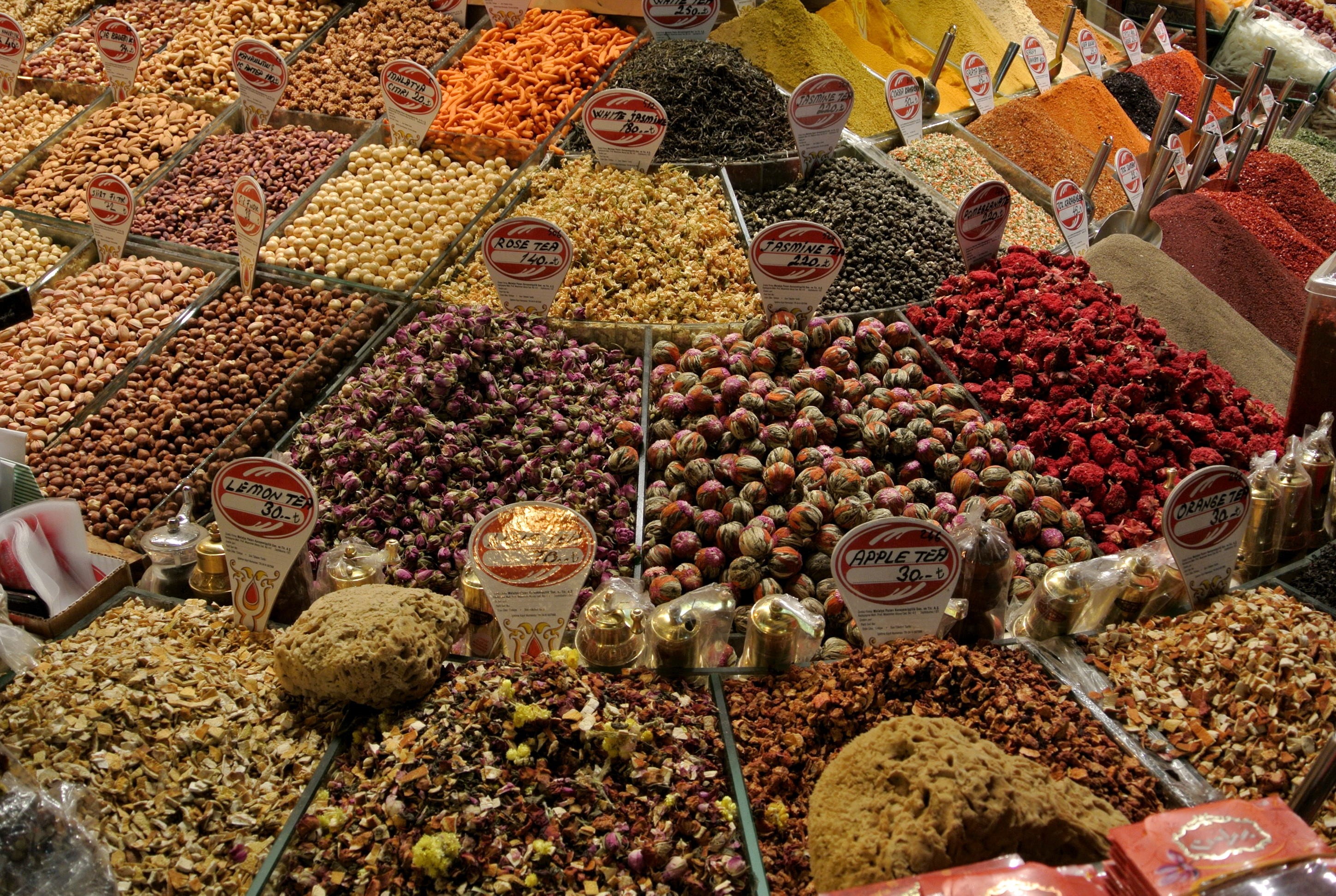 spice, grand bazaar, choice, no people, turkish, colorful, seasoning, grand, dried food, order, market stall, 2K, aromatic, cooking, bazaar, arrangement, HD Wallpaper