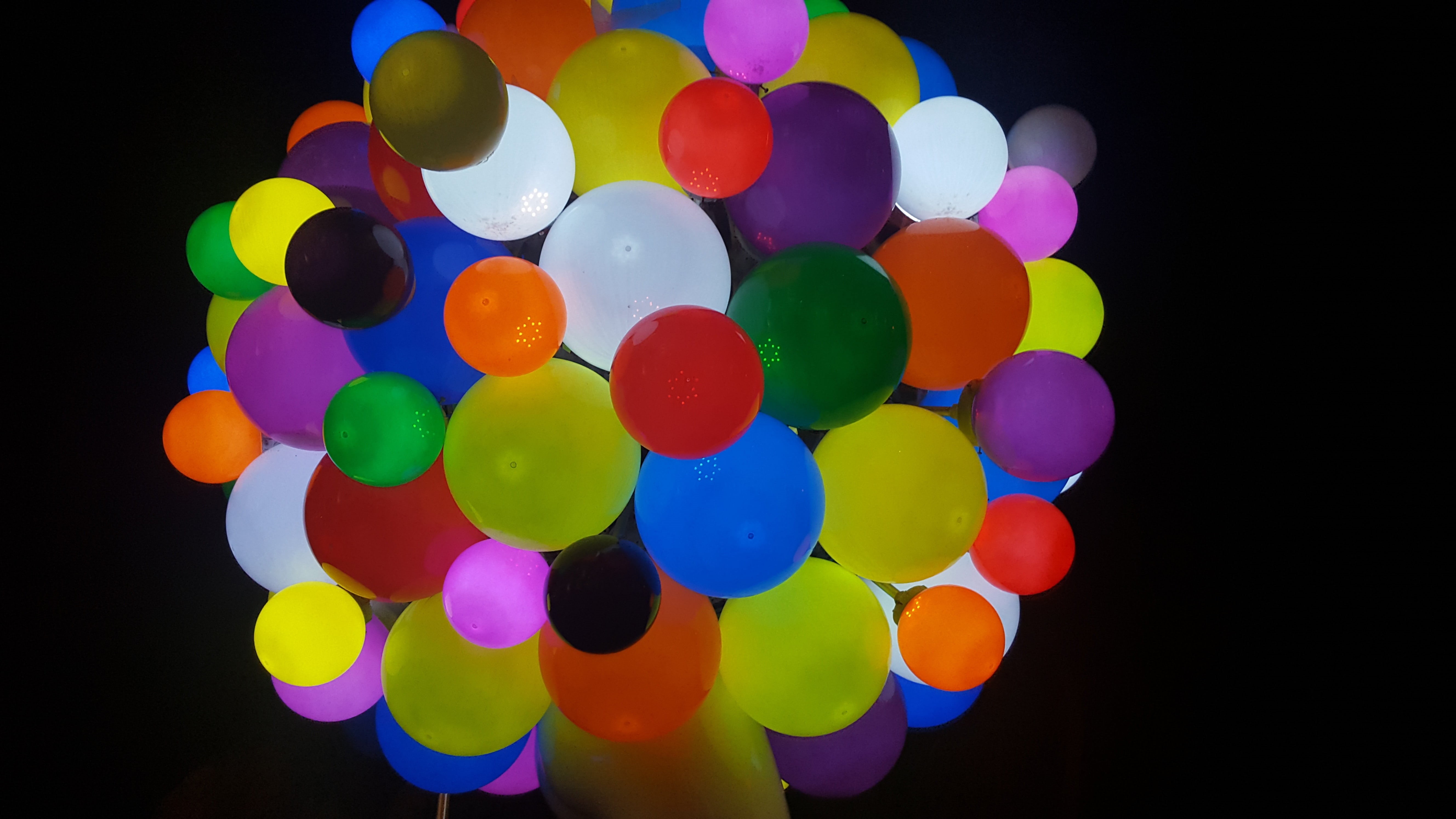 led, colors, spectrum, geometric shape, helium, black background, lantern, flying, multi colored, large group of objects, fun, diversity, close-up, illuminated, HD Wallpaper