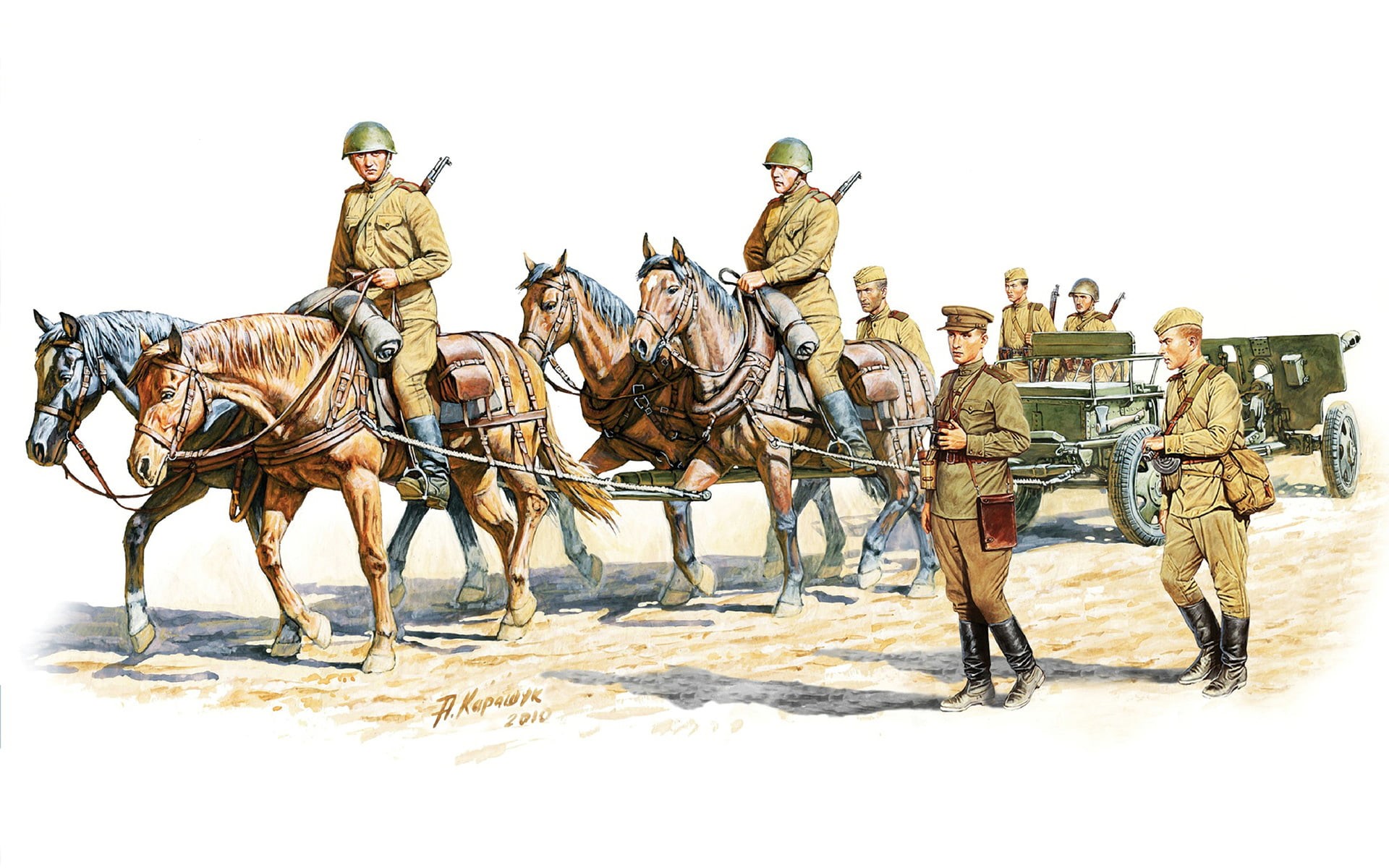 soldiers, painting, horse, government, nature, real people, livestock, group of people, mammal, infantry, domestic, artist, animal wildlife, WW2., divisional, HD Wallpaper