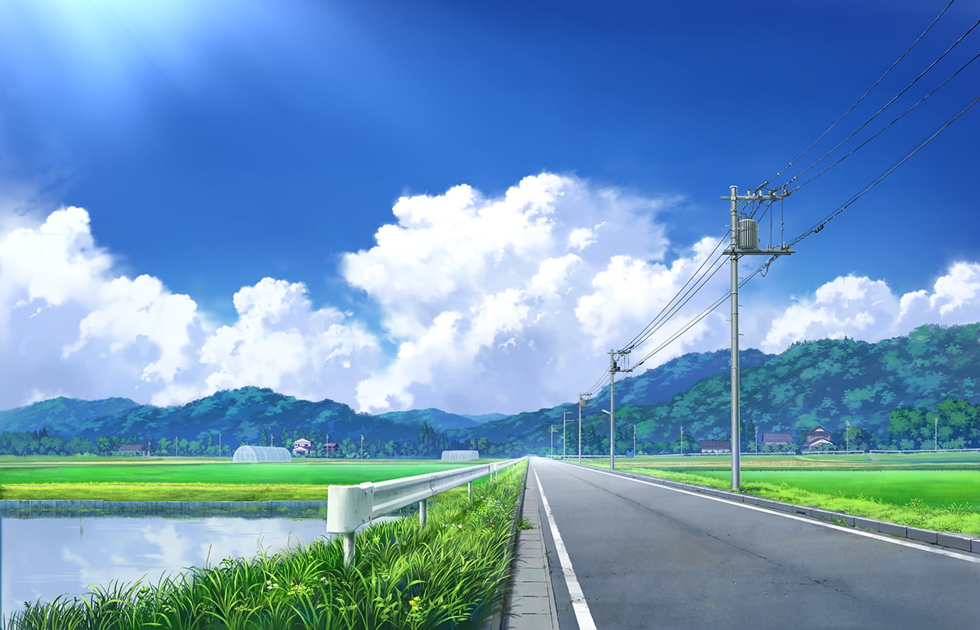 Countryside, Original, Anime, 1080P, Road, HD Wallpaper