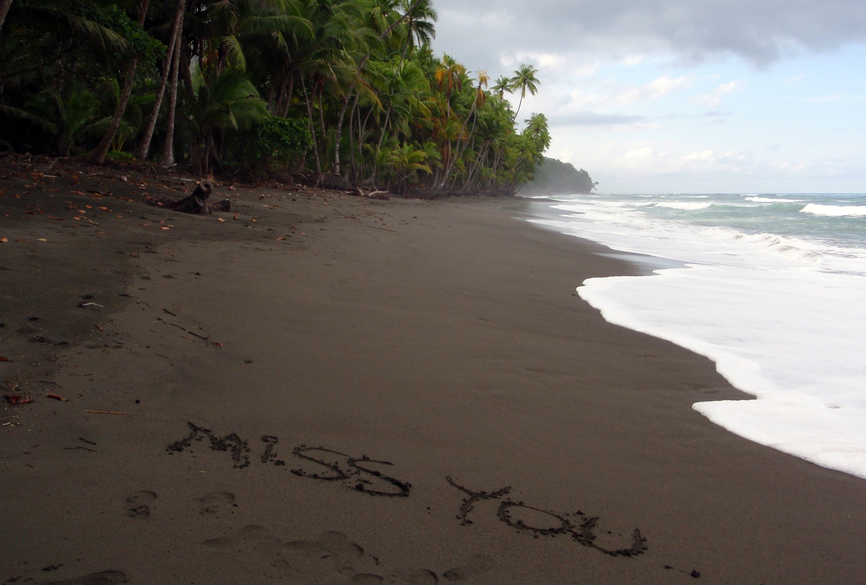 sky, handwriting, written, no people, fun, sad, message, rica, 2K, word, wave, romance, tranquility, vacation, cloud - sky, love, beach, scenics - nature, HD Wallpaper