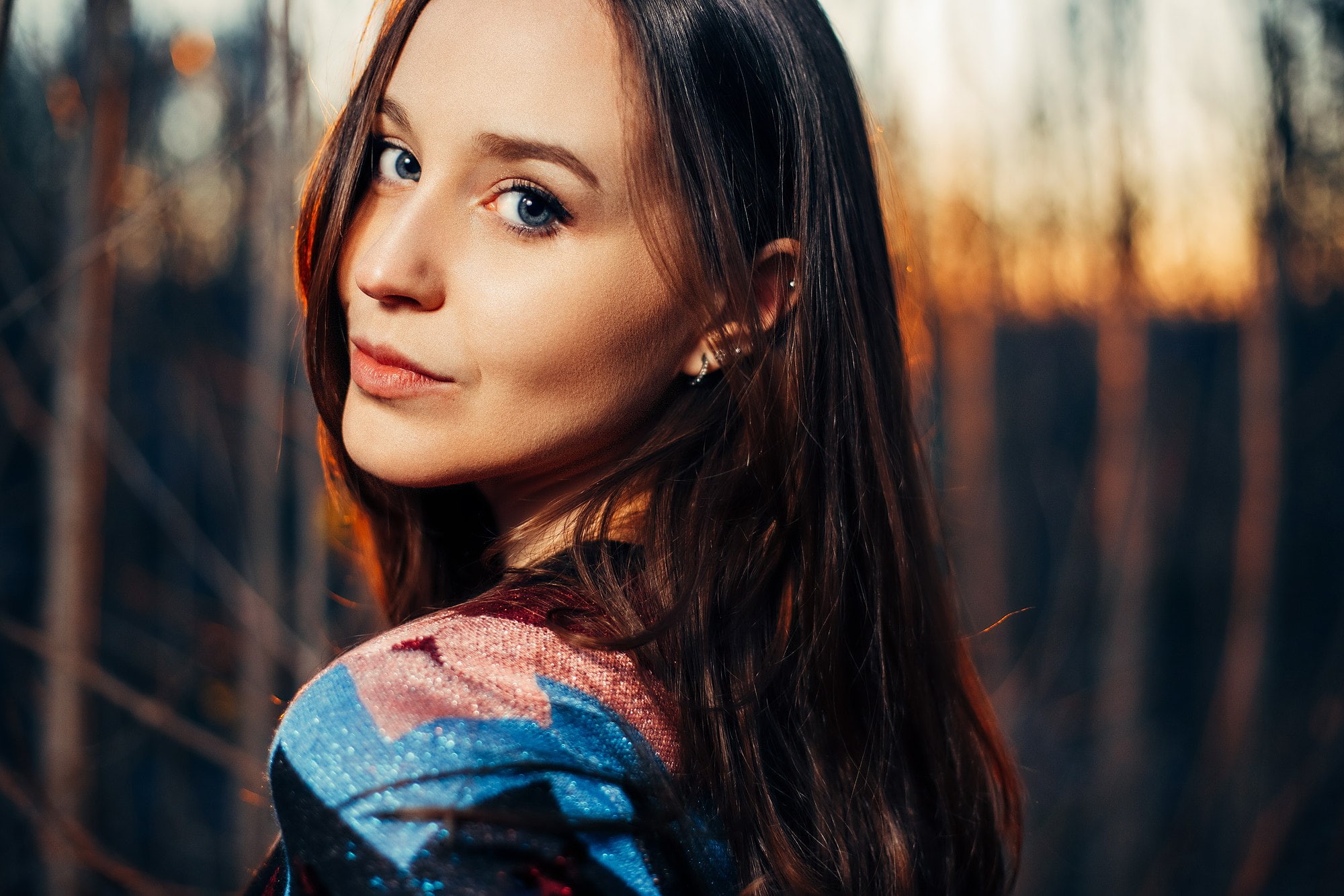 women, Lorenza Cani, blue eyes, 1080P, bokeh, face, portrait, Victor Kalman, HD Wallpaper