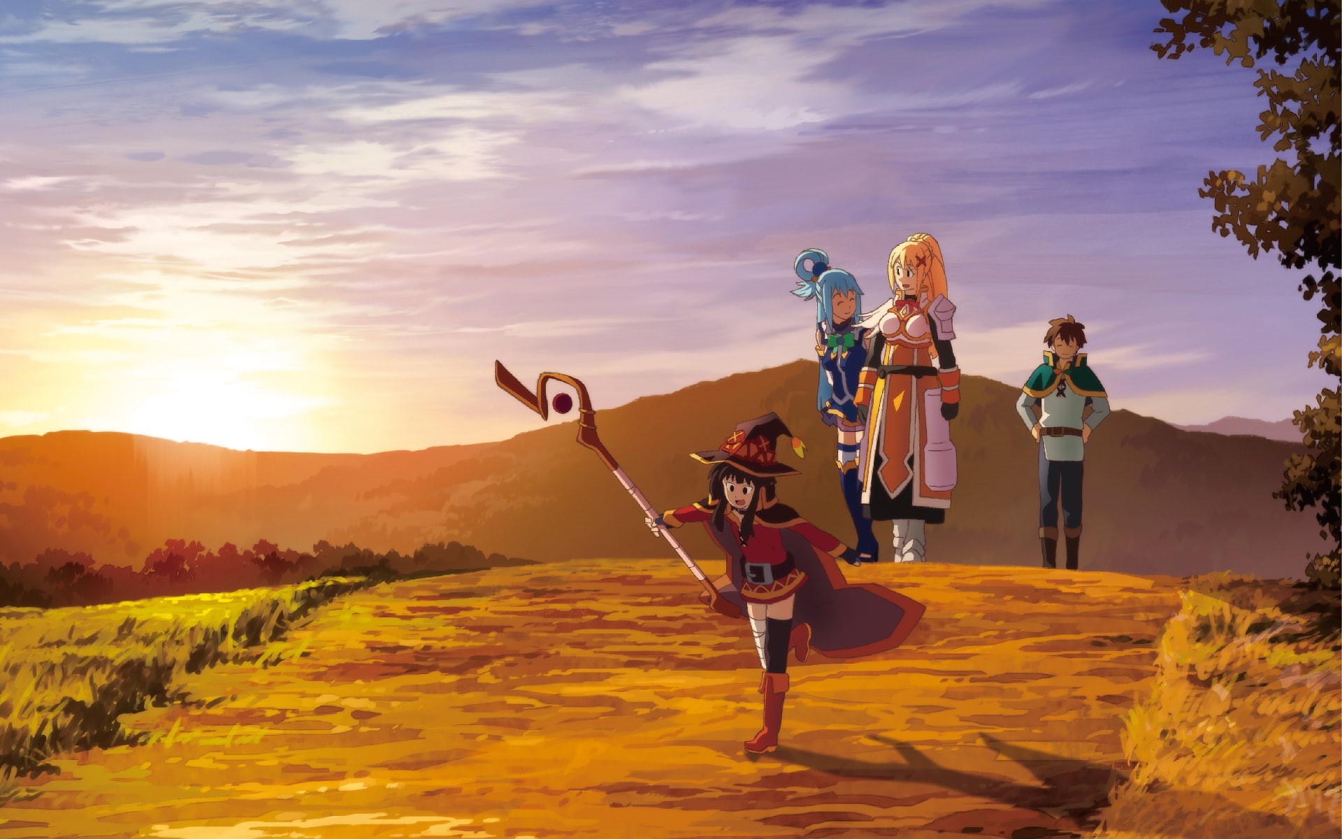 Aqua (KonoSuba), 1080P, KonoSuba – God’s blessing on this wonderful world!!, Anime, Kazuma Satou, Megumin (KonoSuba), Darkness (KonoSuba), HD Wallpaper