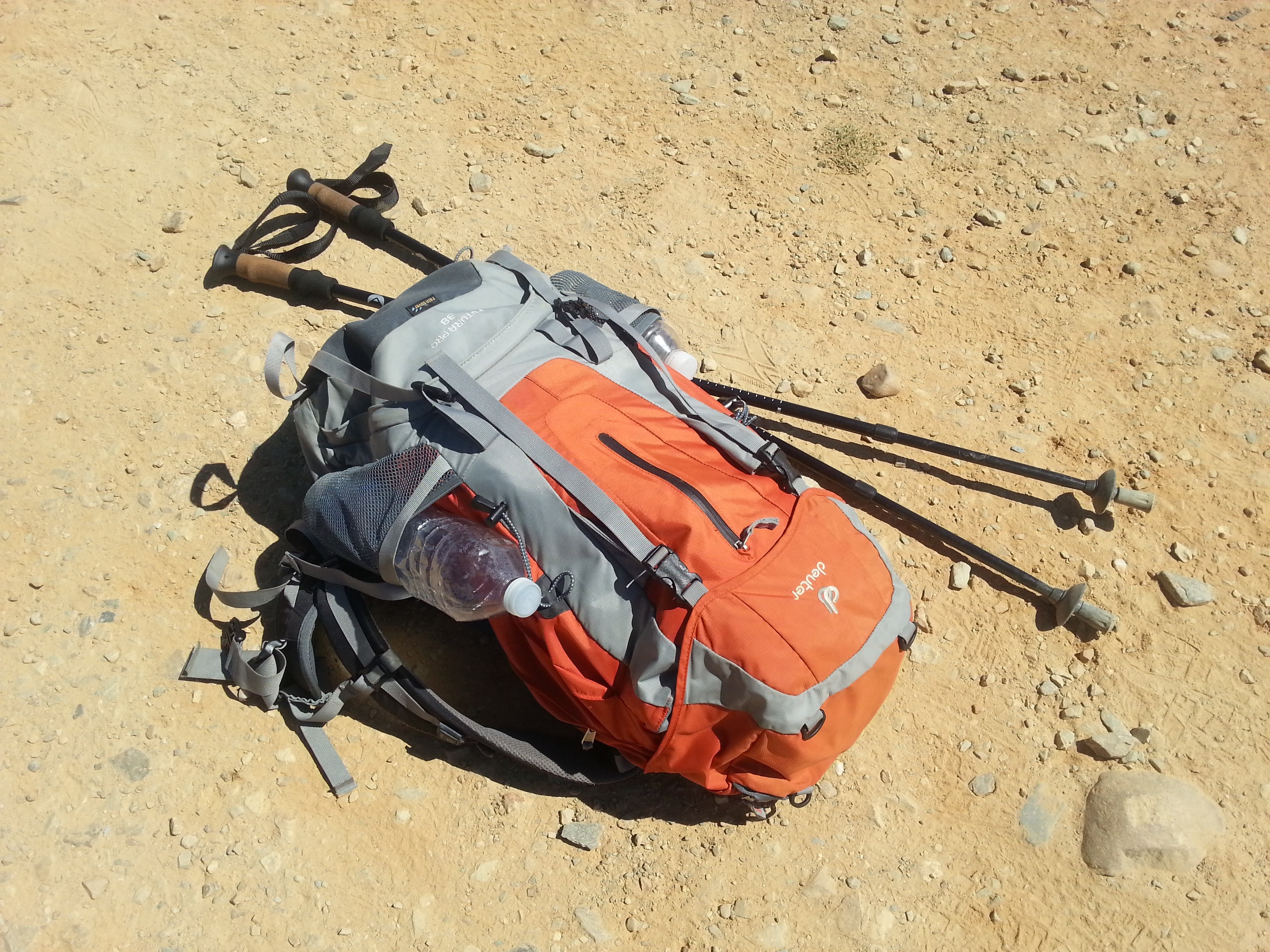field, no people, outdoors, beside, camino de santiago, equipment, bag, wanderer, jakobsweg, sunlight, orange color, hiking poles, ground, security, beach, HD Wallpaper