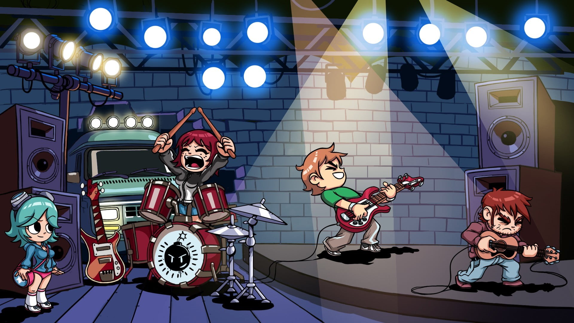 Scott Pilgrim vs. the World, art and craft, members, craft, glowing, arts culture and entertainment, human representation, male likeness, wall - building feature, HD Wallpaper