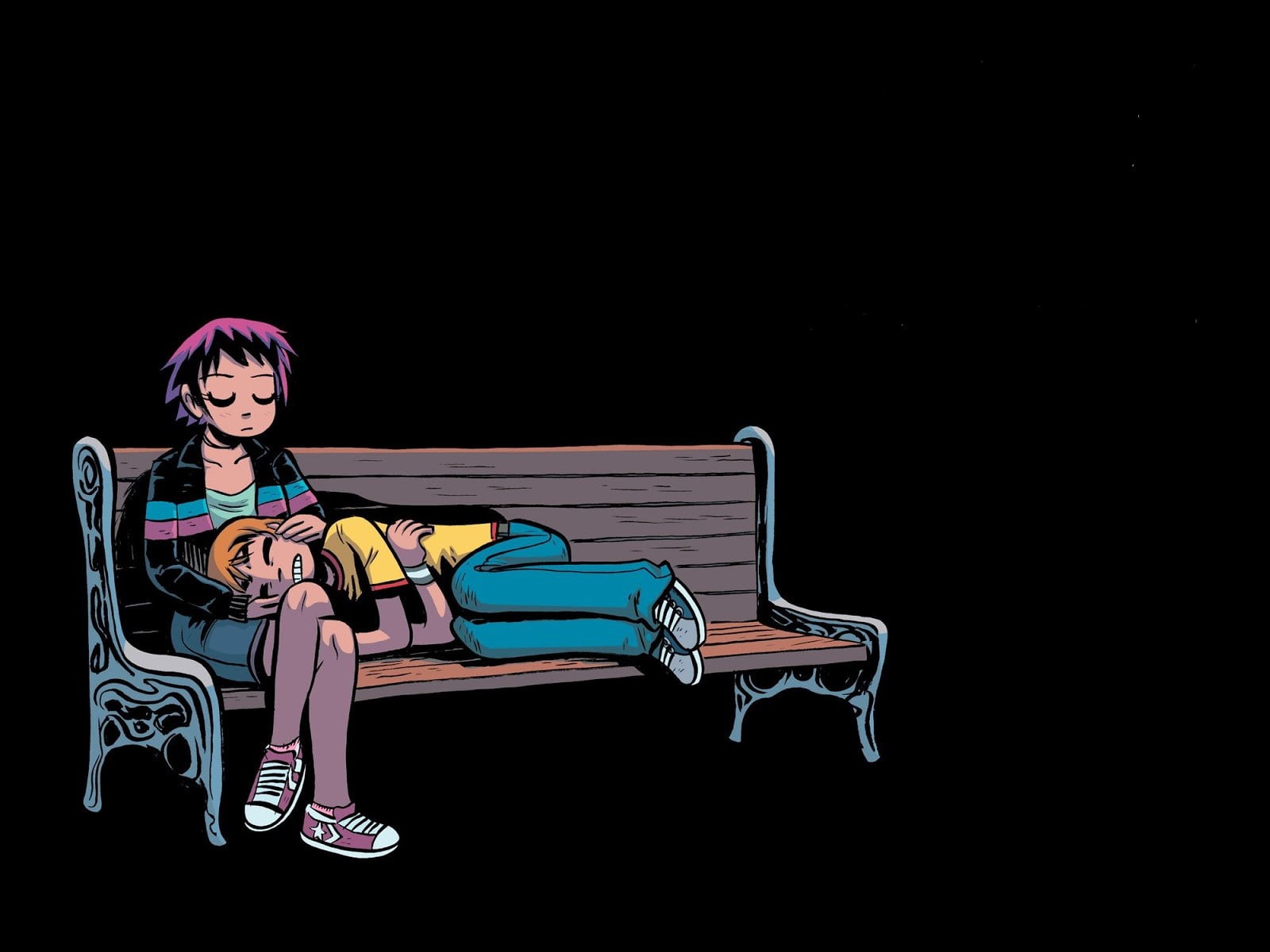 Bench, Scott Pilgrim, 720P, Comics, Ramona Flowers, HD Wallpaper