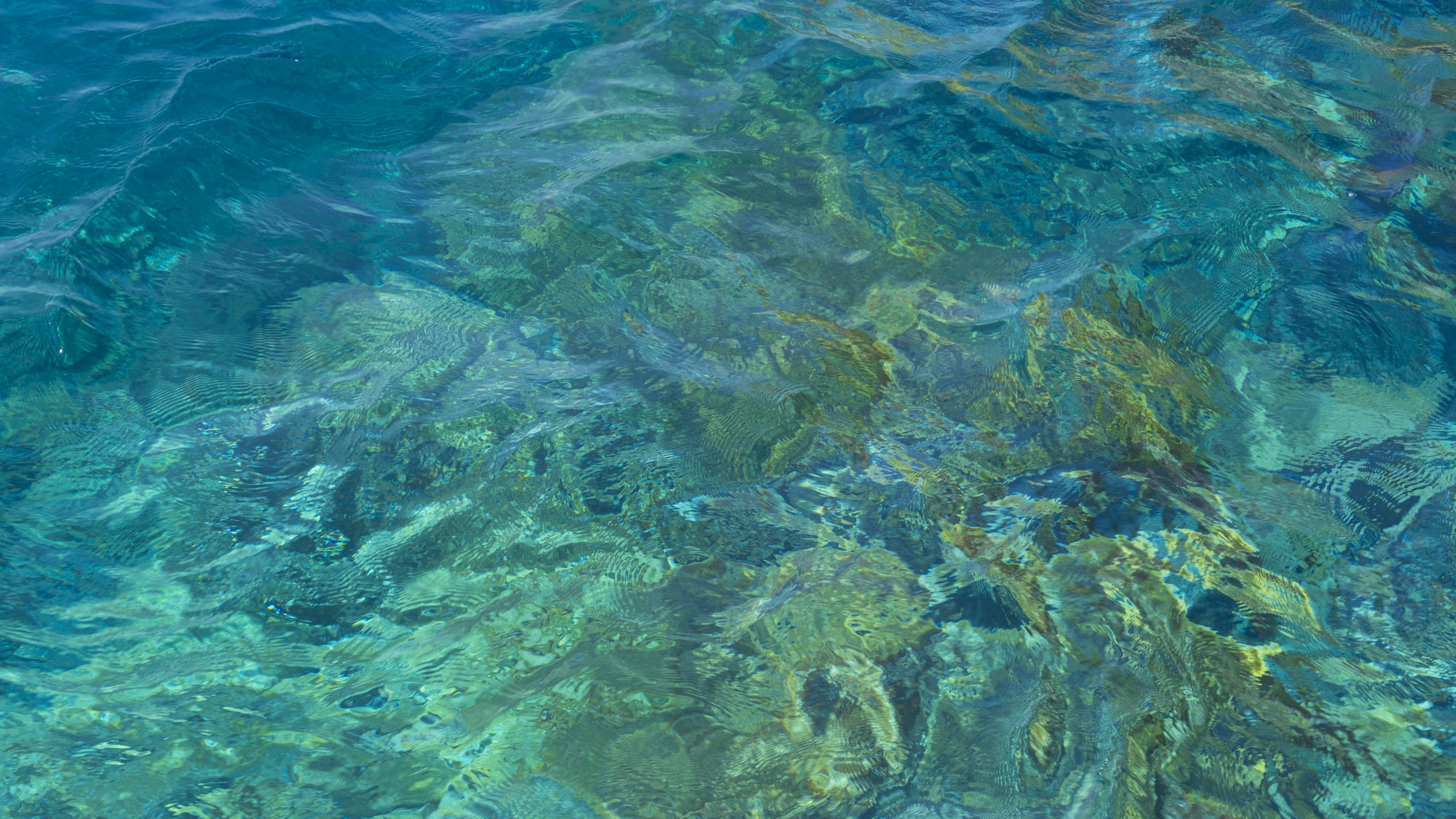 water, beauty in nature, day, santorini, turquoise colored, full frame, high angle view, transparent, nature, surface, 4K, rippled, backgrounds, outdoors, HD Wallpaper