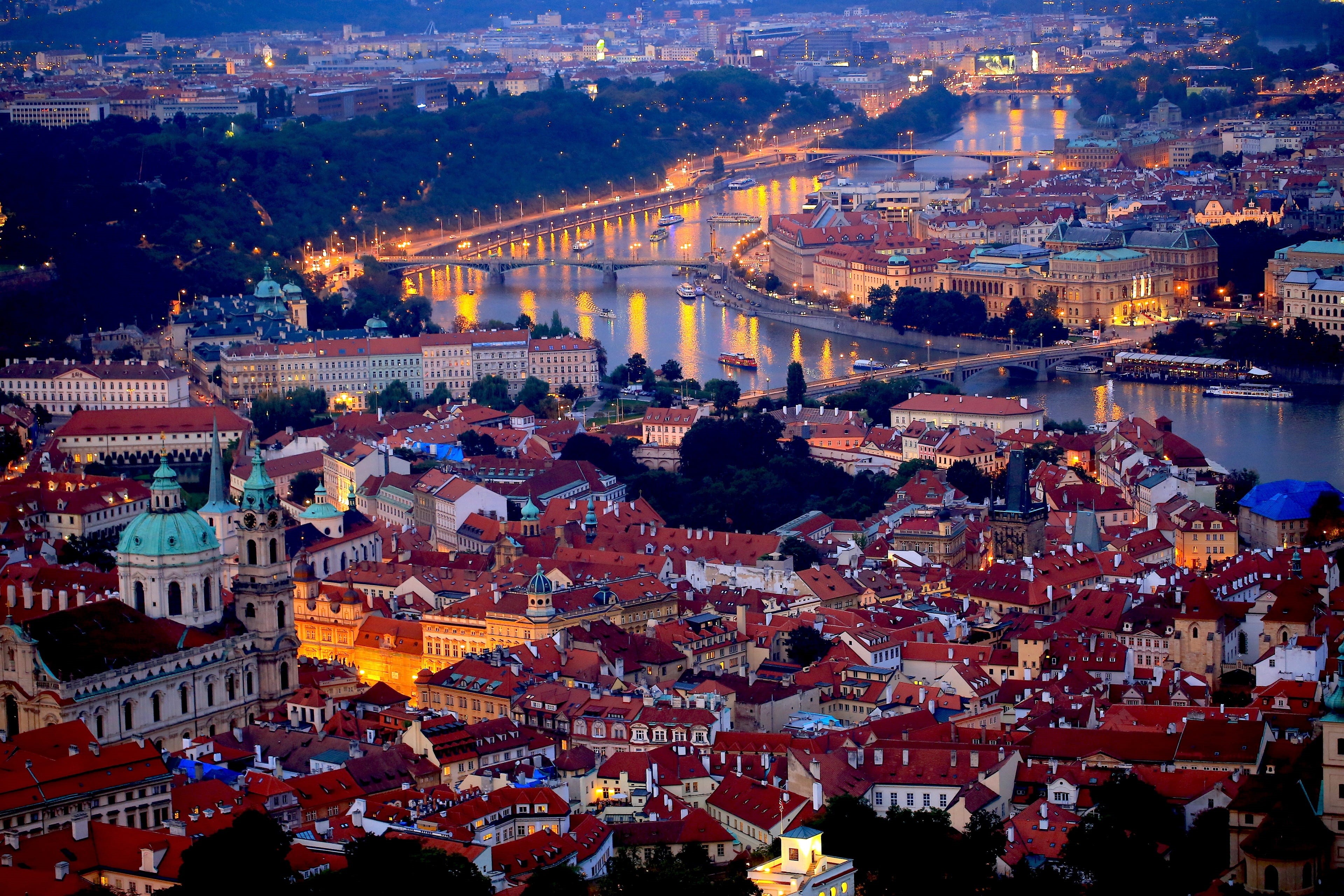 crowded, cityscape, chain bridge, crowd, central europe, connection, outdoors, travel destinations, building exterior, built structure, cit, illuminated, HD Wallpaper