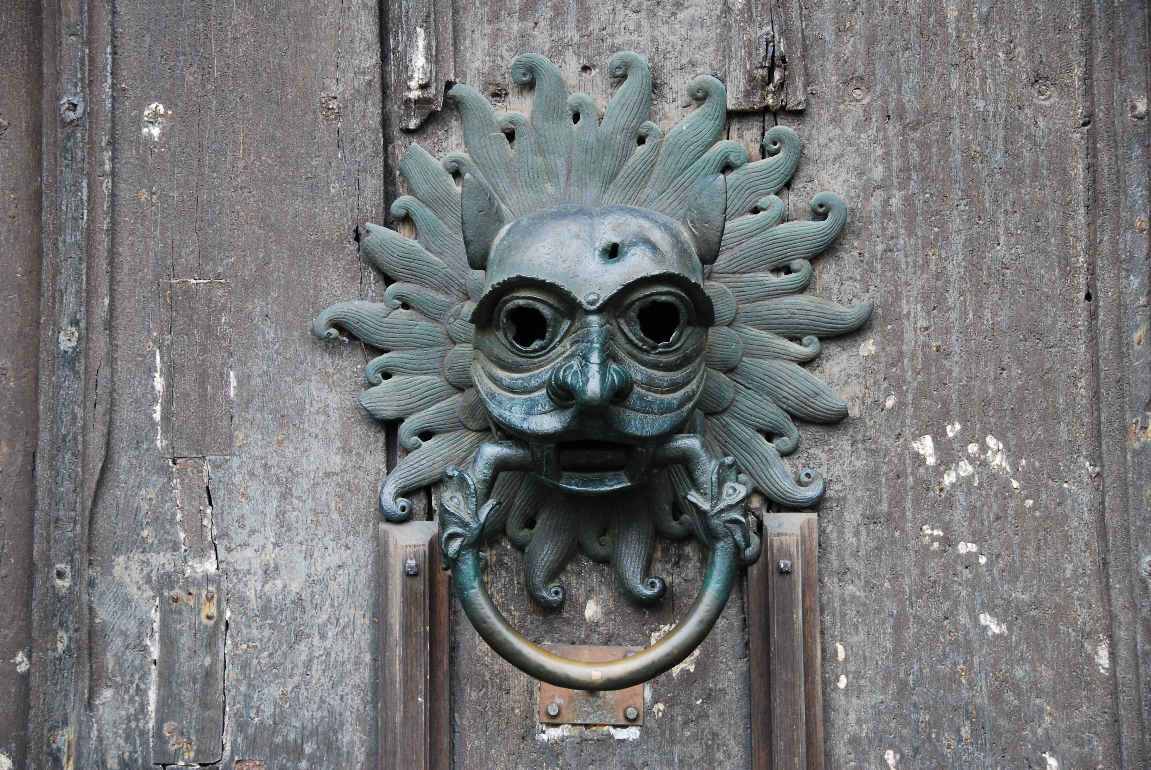 door knocker, knock, security, cathedral, design, safety, craft, creativity, outdoors, durham, history, face, 4K, knocker, wood - material, no people, HD Wallpaper