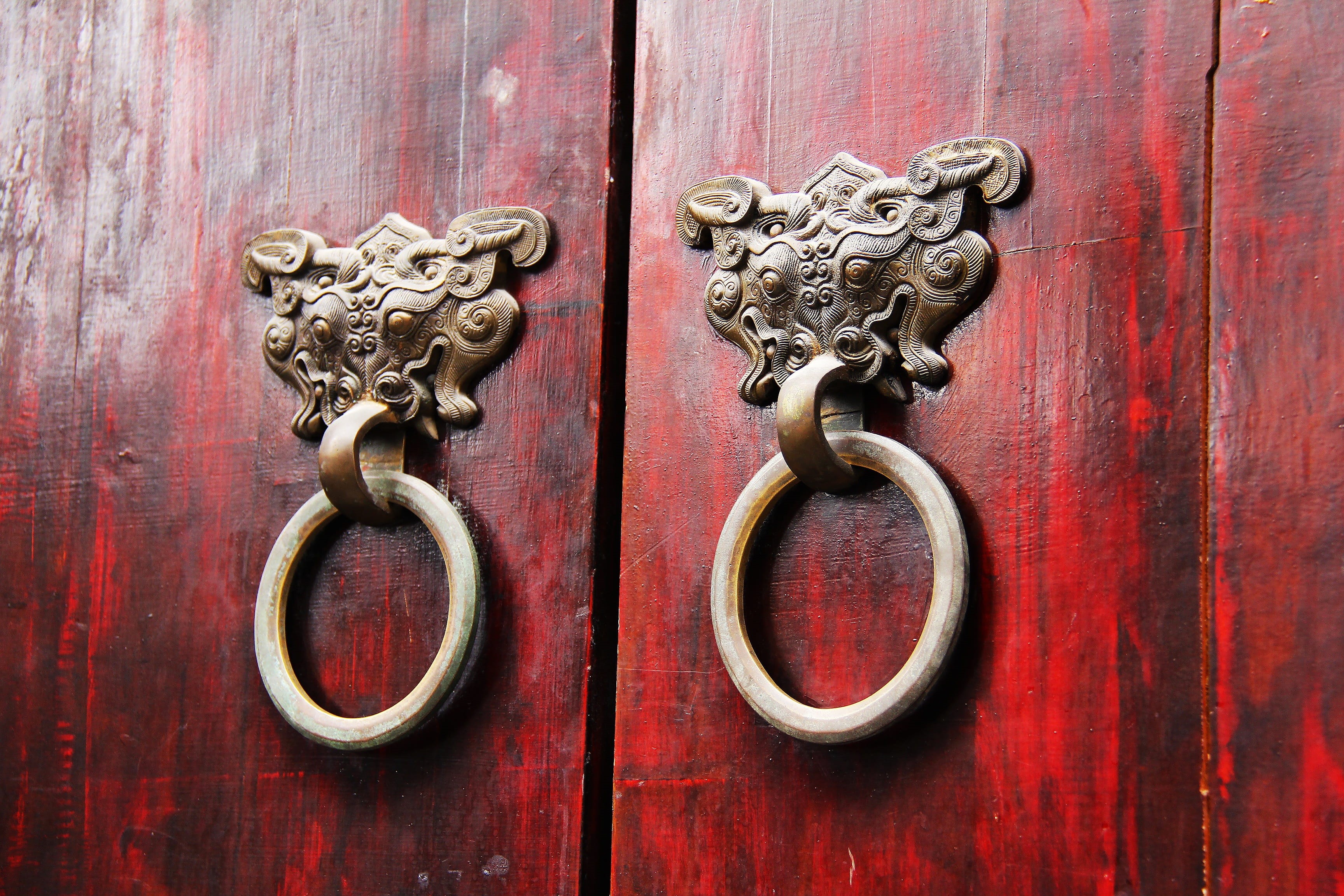 zhai xiangzi, sichuan, kuan xiangzi, wood - material, knob, latch, metal, protection, no people, historical, doorknob, wood, chinese, building, treats, HD Wallpaper