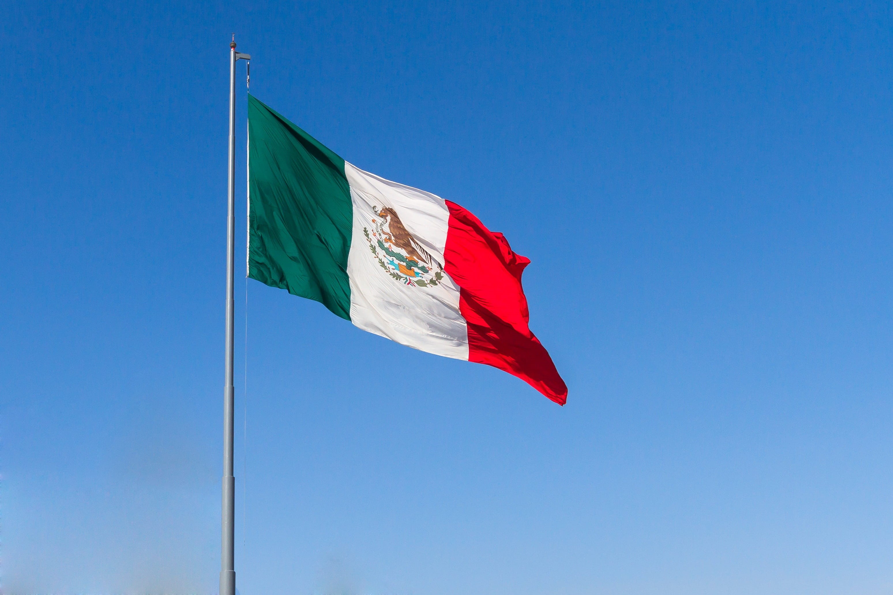 emotion, mexican, country, day, blue, pole, nation, national icon, outdoors, méxico, flag, mountain, nature, waving, sky, pride, clear sky, low angle view, HD Wallpaper