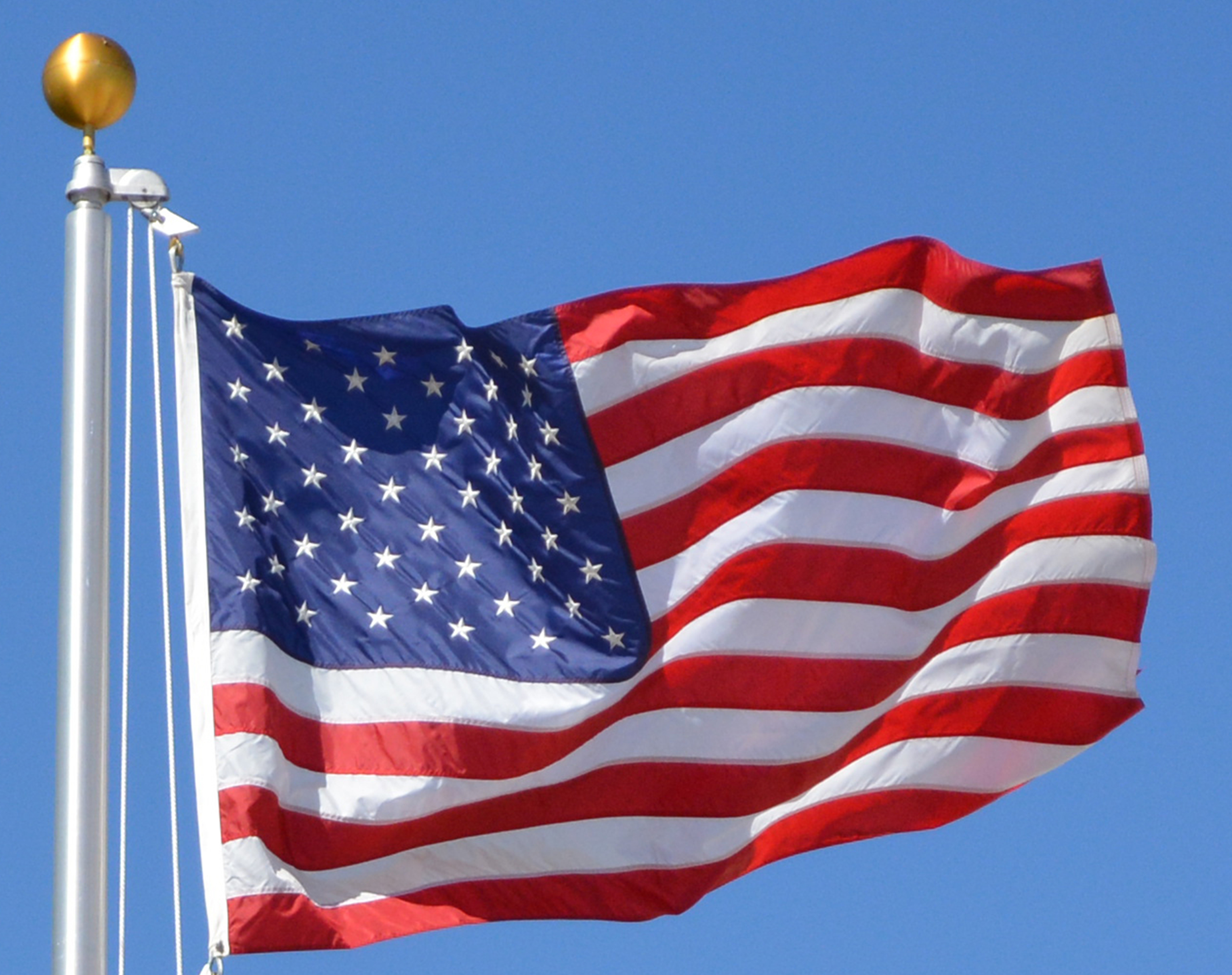 liberty, 8K, banner, nature, blue, clear sky, symbolic, low angle view, waving, united states, sky, striped, democracy, symbolism, flying, patriotic, independence, HD Wallpaper