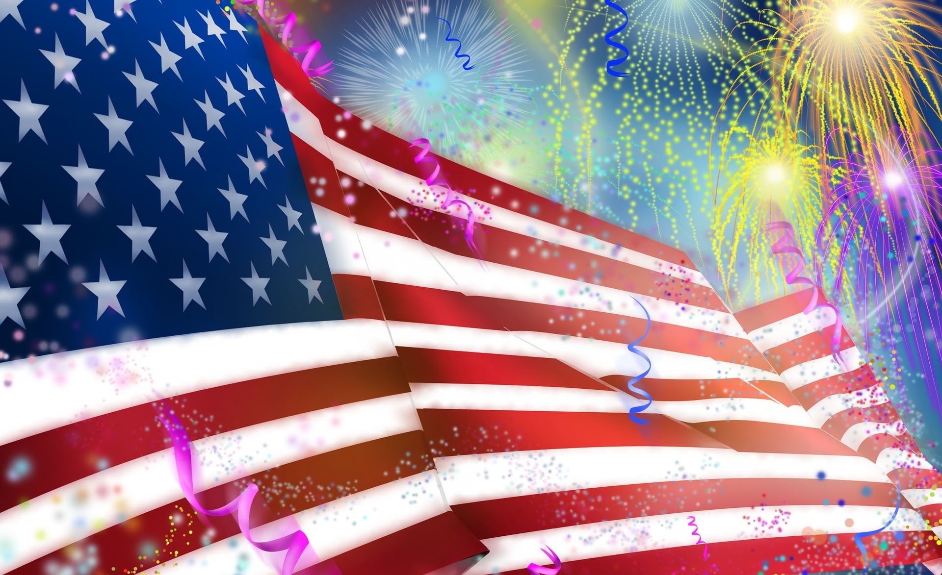 pride, illuminated, american flag, usa, july 4, patriotism, july, red, blue, united states independence day, fourth of july, Holidays, backgrounds, 1080P, HD Wallpaper