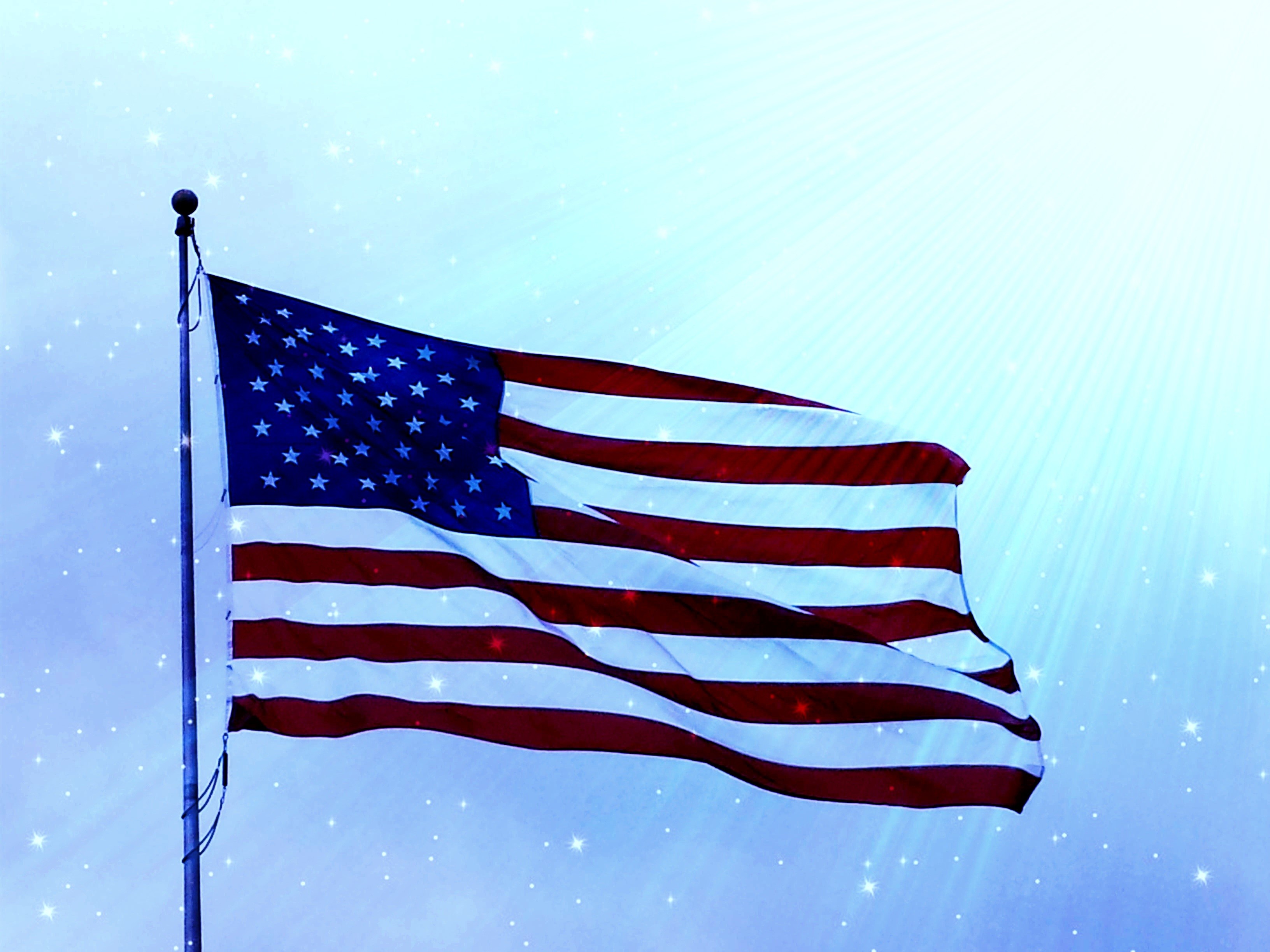 emotion, picture, united states of america, waving, american, red, july, states, nature, usa, patriotic, stripes, star shape, american flag, freedom, 2K, HD Wallpaper