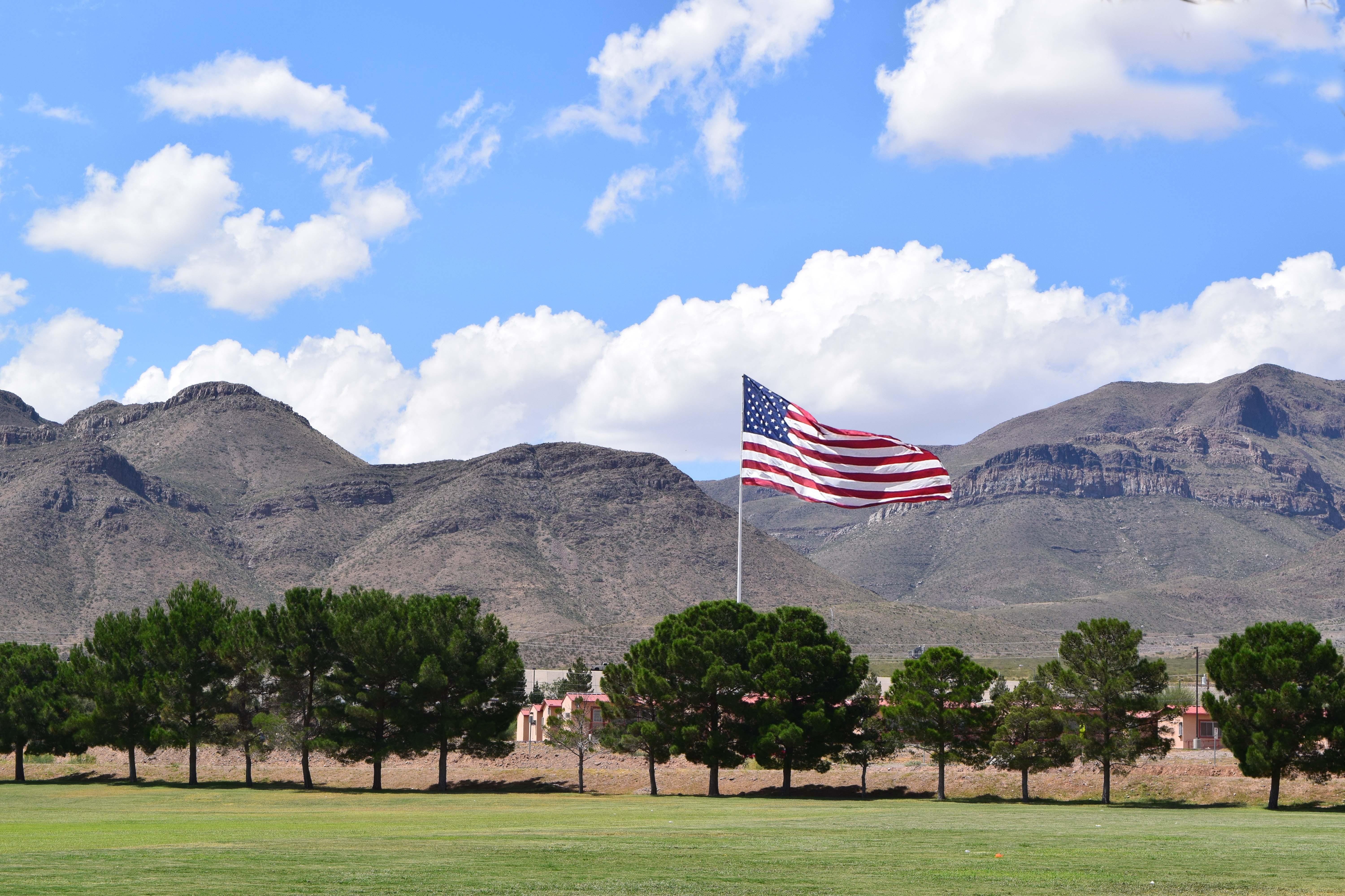 red, no people, pride, travel destinations, sky, star, landscape, glory, plant, patriotism, nature, us, day, mountain, flag, 5K, nation, blue, country, HD Wallpaper