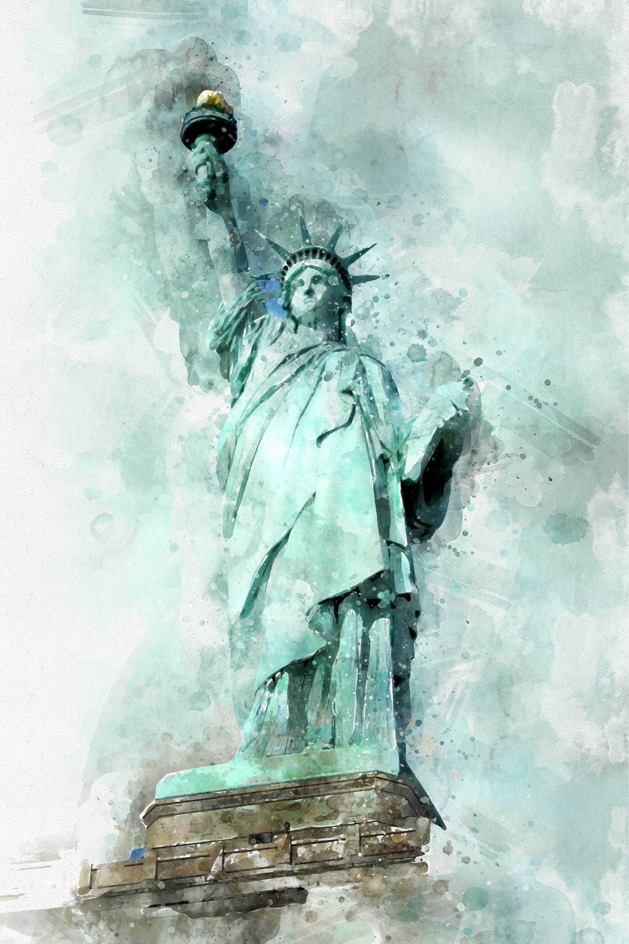 new york, attraction, creativity, 2K, new york city, statue of liberty, liberty, built structure, art and craft, sightseeing, religion, digital painting, Phone HD Wallpaper