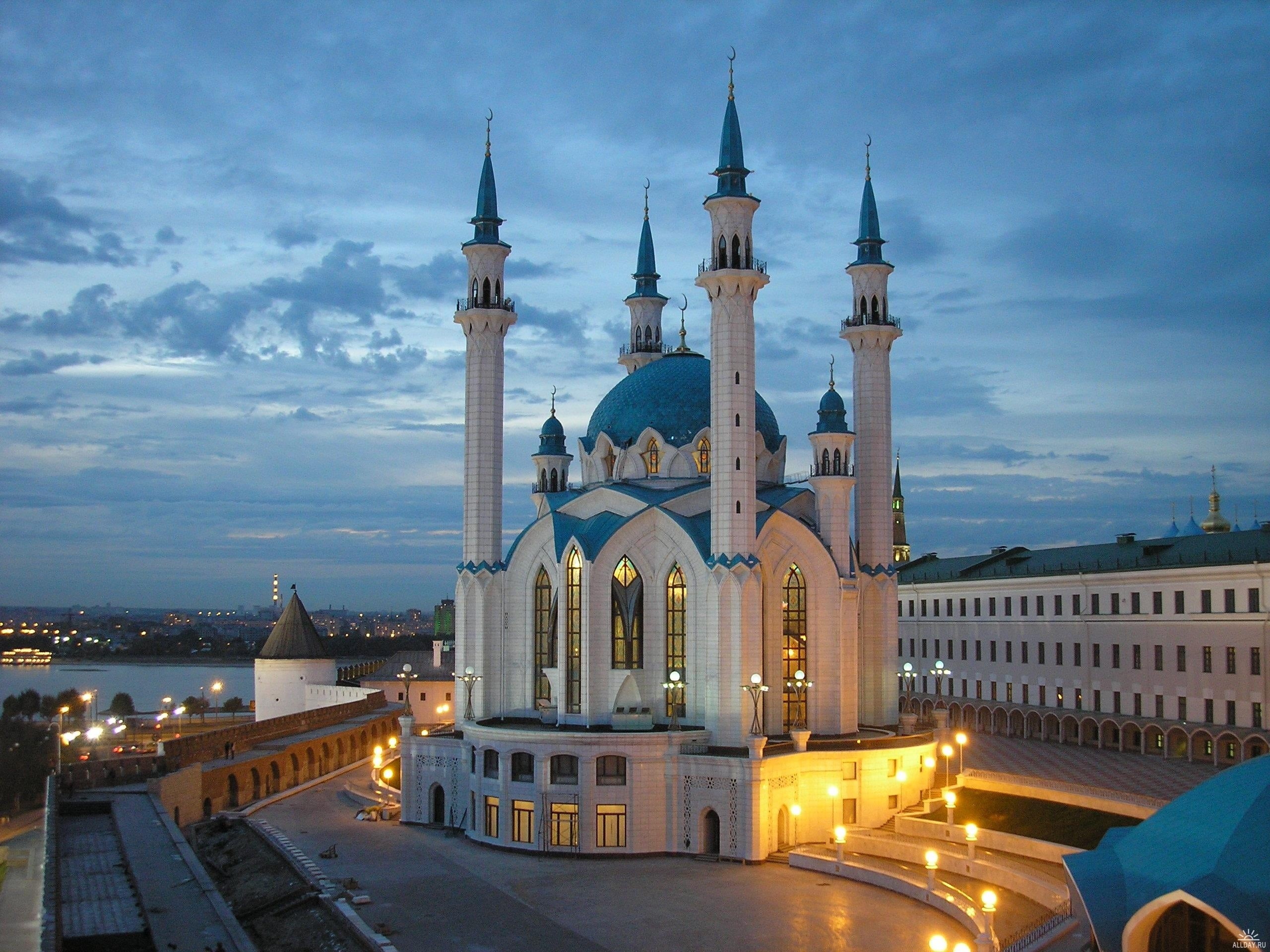 tourism, built structure, white, dusk, cloud - sky, belief, Religious, travel, building, no people, kazan, sharif, dome, sky, outdoors, building exterior, HD Wallpaper
