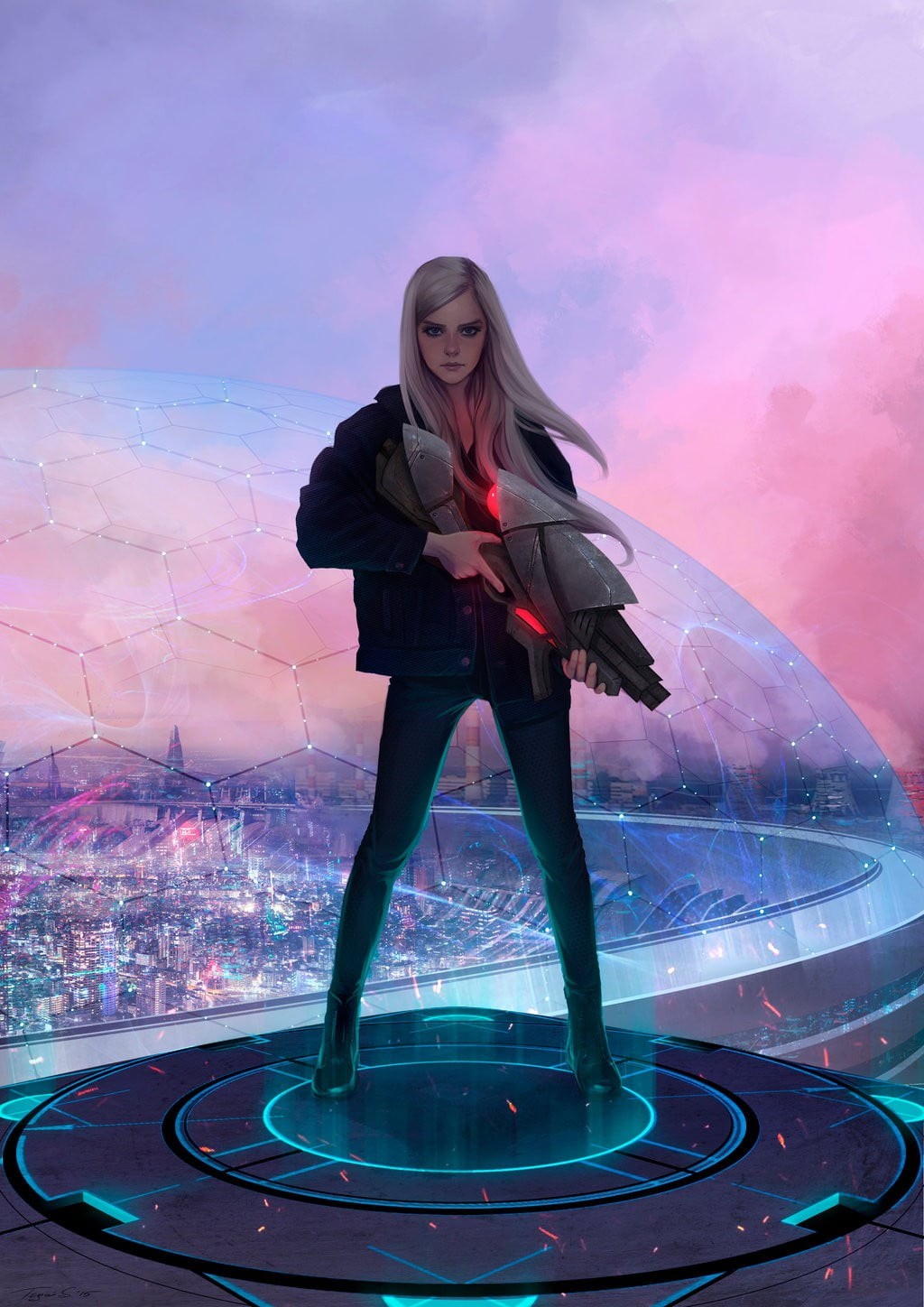 woman, front view, fortnite, standing, one person, nature, 720P, looking, business, holding, science fiction, gun, women, young adult, adult, full length, Phone HD Wallpaper