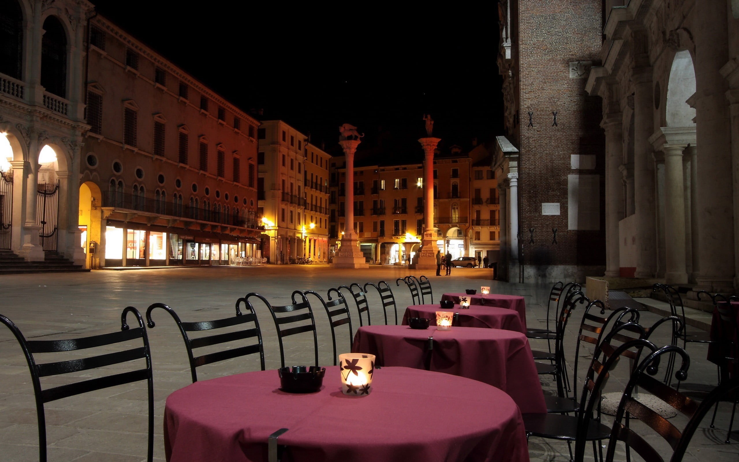 chair, set, setting, nature, 2K, candles, built structure, architecture, no people, illuminated, absence, wooden, building exterior, restaurant, night, HD Wallpaper