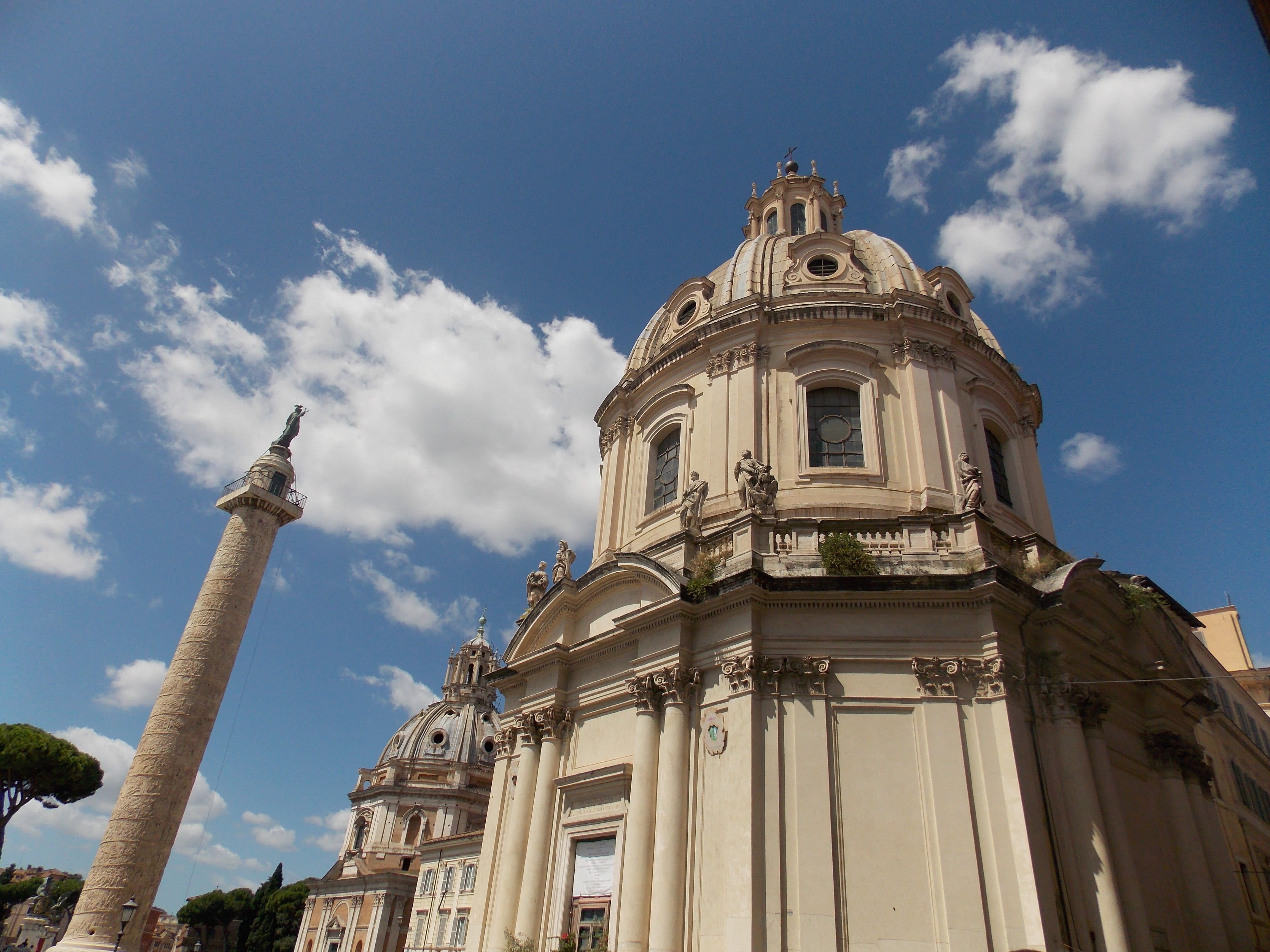 cloud - sky, nature, building exterior, architectural column, no people, rome, outdoors, 4K, religion, travel destinations, low angle view, history, built structure, HD Wallpaper
