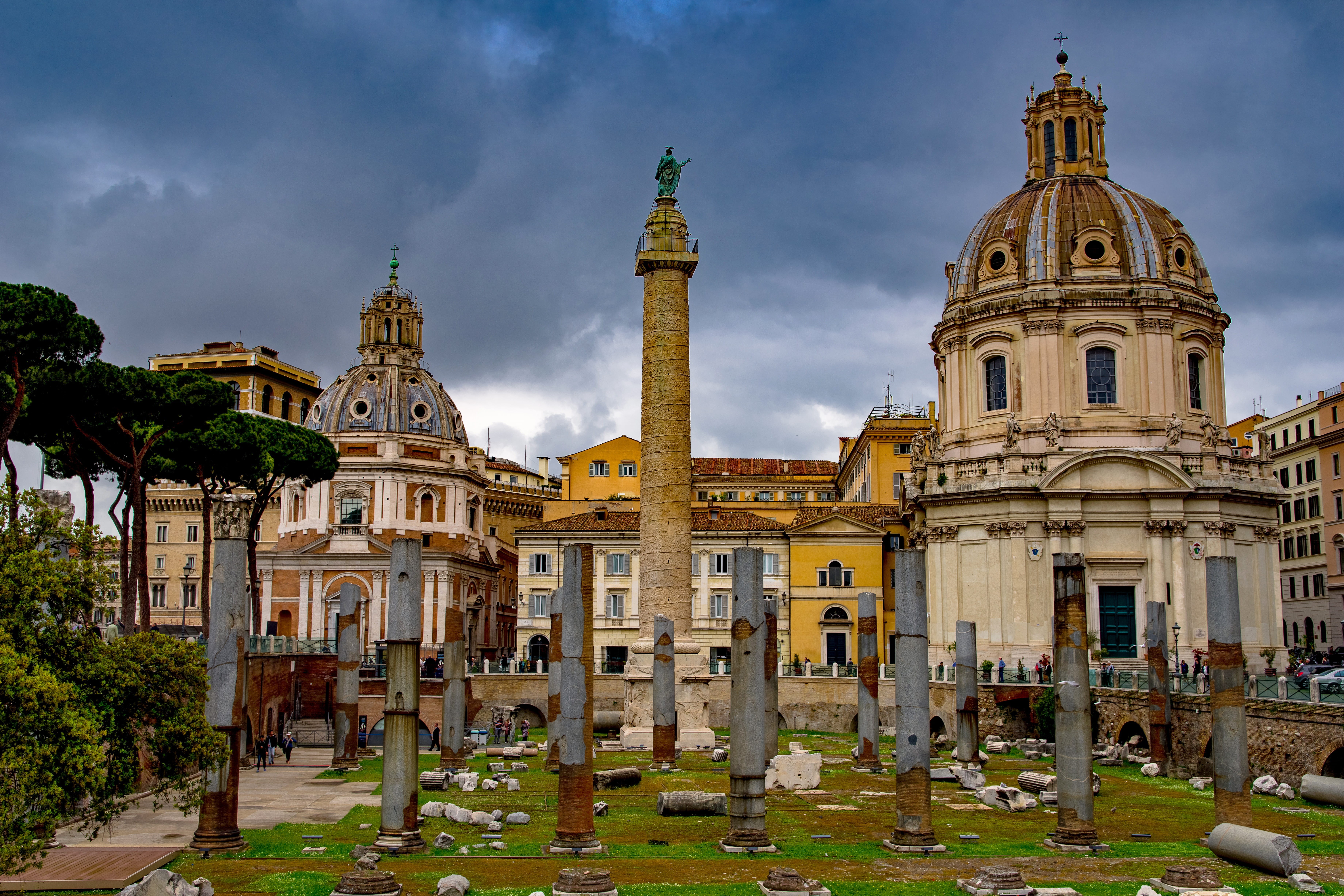 the past, daytime, travel, religious, architecture, cloud - sky, blue, building exterior, spirituality, famous, trajan, dome, travel destinations, outdoors, HD Wallpaper