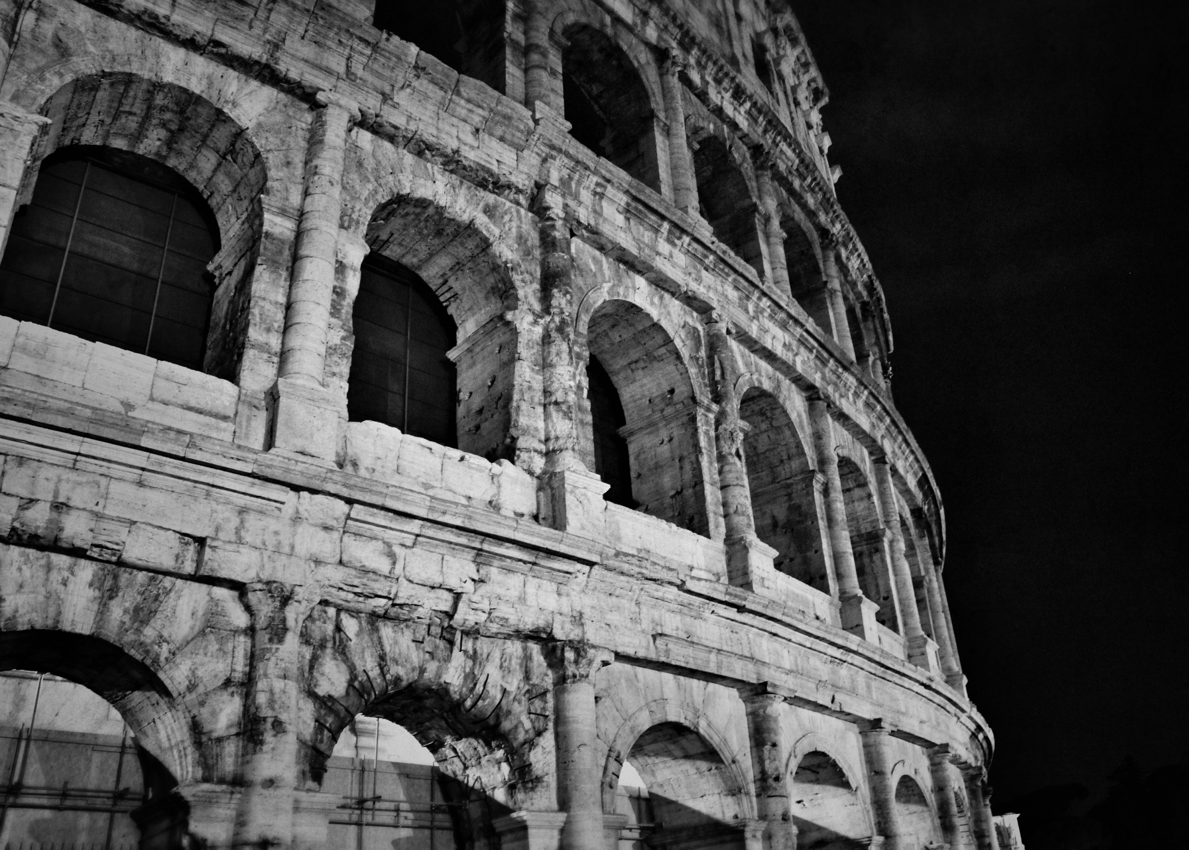 stone, rome - Italy, colosseum, old, outdoors, rome, night, monument, building, roman Forum, europe, travel, history, old Ruin, ancient history, historical, HD Wallpaper