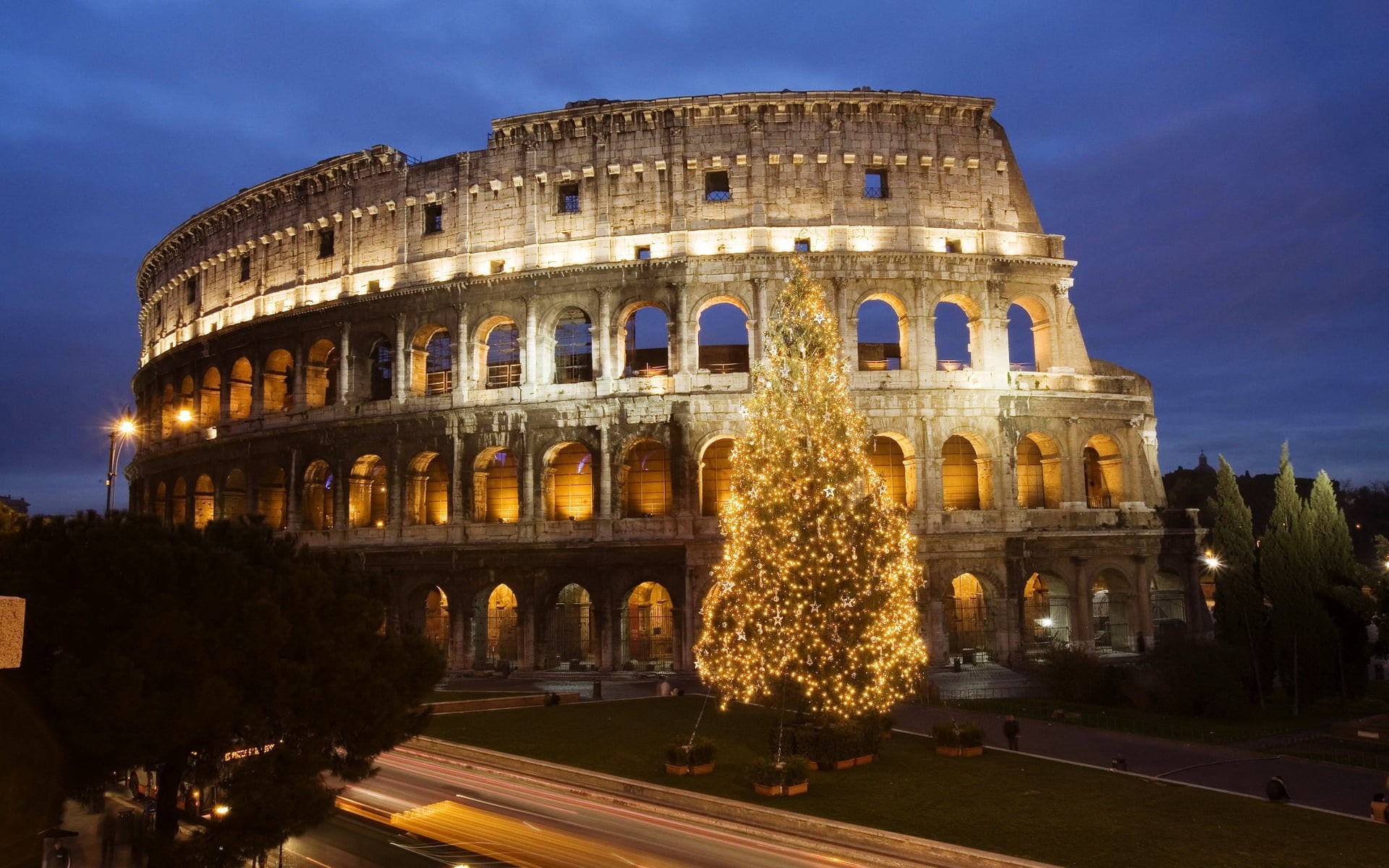 built Structure, history, archaeology, arch, rome - Italy, stadium, ancient civilization, hdr, night, monument, architecture, plant, europe, sky, stone Material, HD Wallpaper