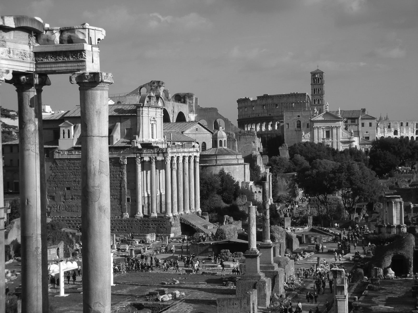 concrete, no people, photo, city, ancient, architectural Column, ancient civilization, europe, cloud - sky, the past, travel, italy, roman, urban Scene, HD Wallpaper