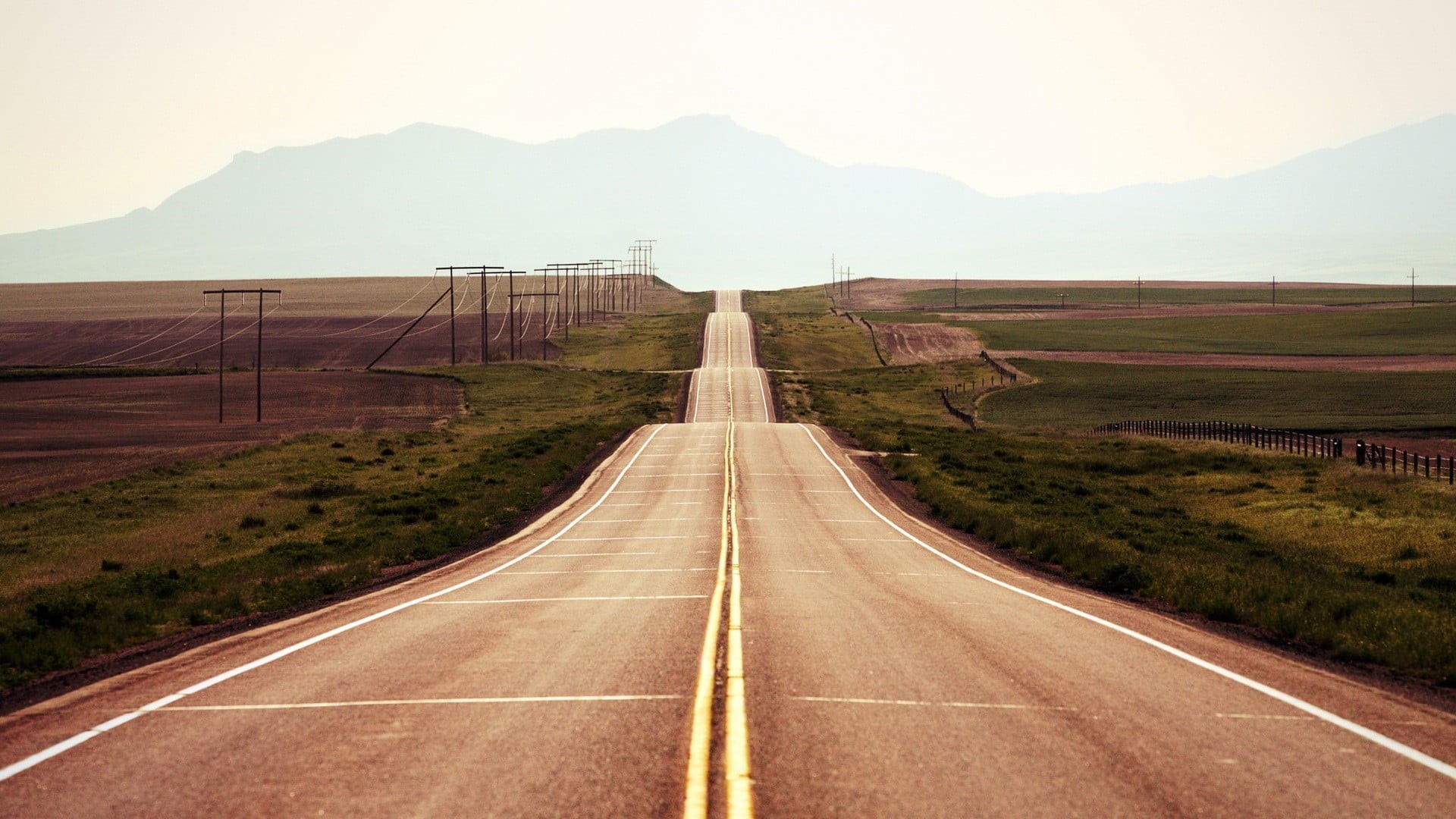 asphalt, scenics - nature, brown, empty road, sky, dividing line, tranquility, road, no people, the way forward, symbol, transportation, road marking, diminishing perspective, HD Wallpaper