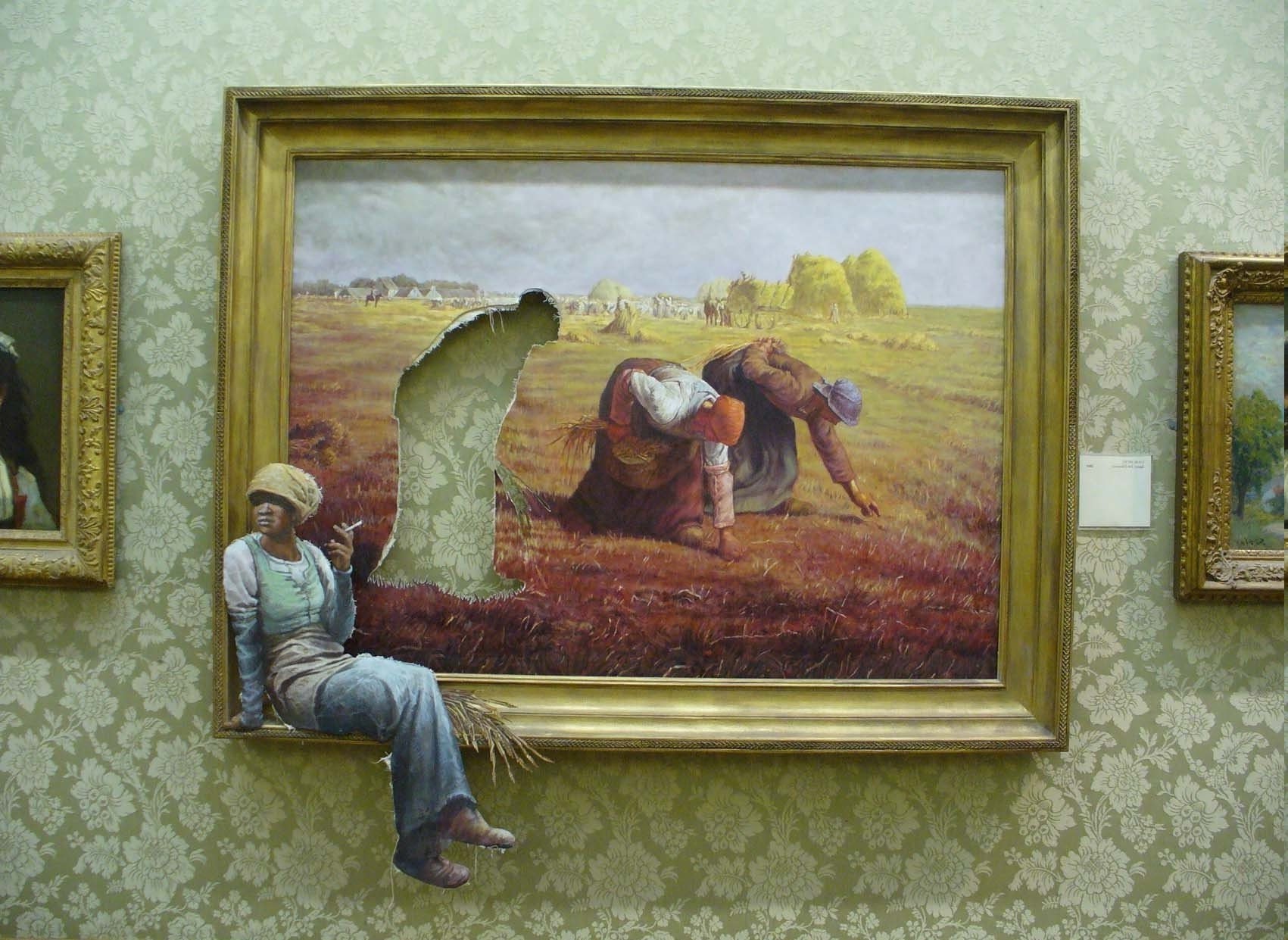 male likeness, history, artwork, indoors, architecture, craft, creativity, Banksy, one person, 720P, wall - building feature, the past, art and craft, HD Wallpaper