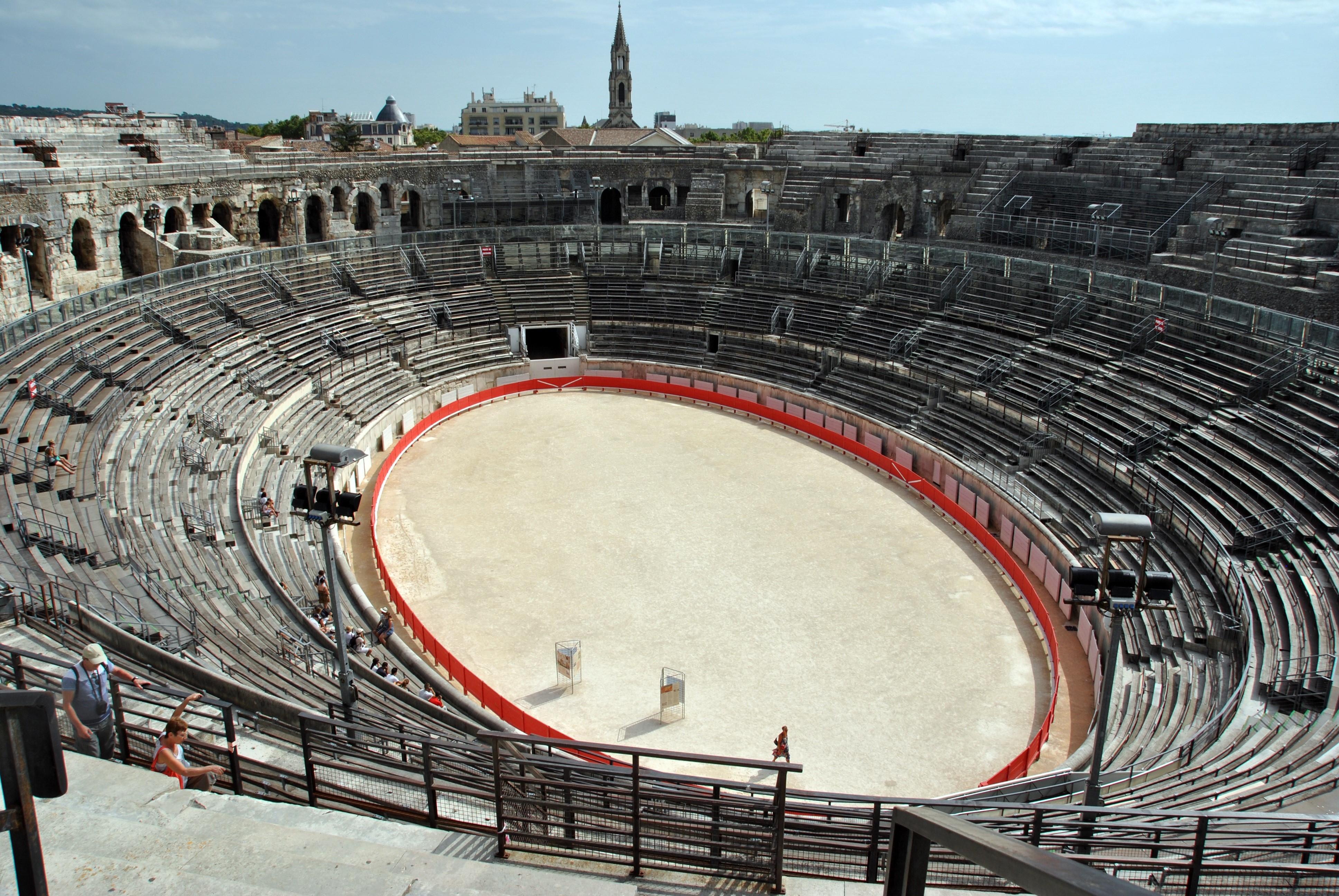no people, nature, old ruin, arts culture and entertainment, built structure, building exterior, 4K, geometric shape, travel destinations, city, nimes, HD Wallpaper