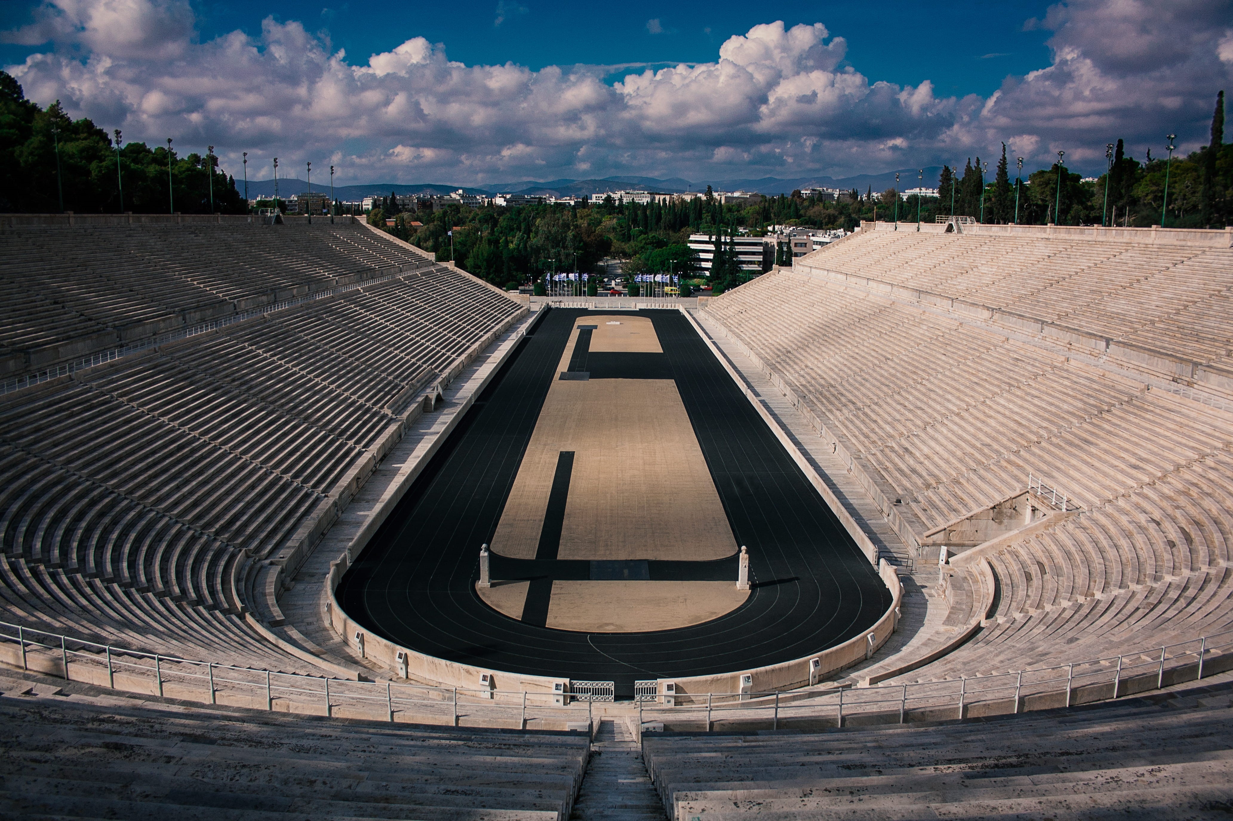 cloud - sky, direction, stadium, athens, amphitheatre, omg, day, clouds, wow, sunlight, the way forward, amphitheater, panathenaic stadium, 4K, beige, HD Wallpaper