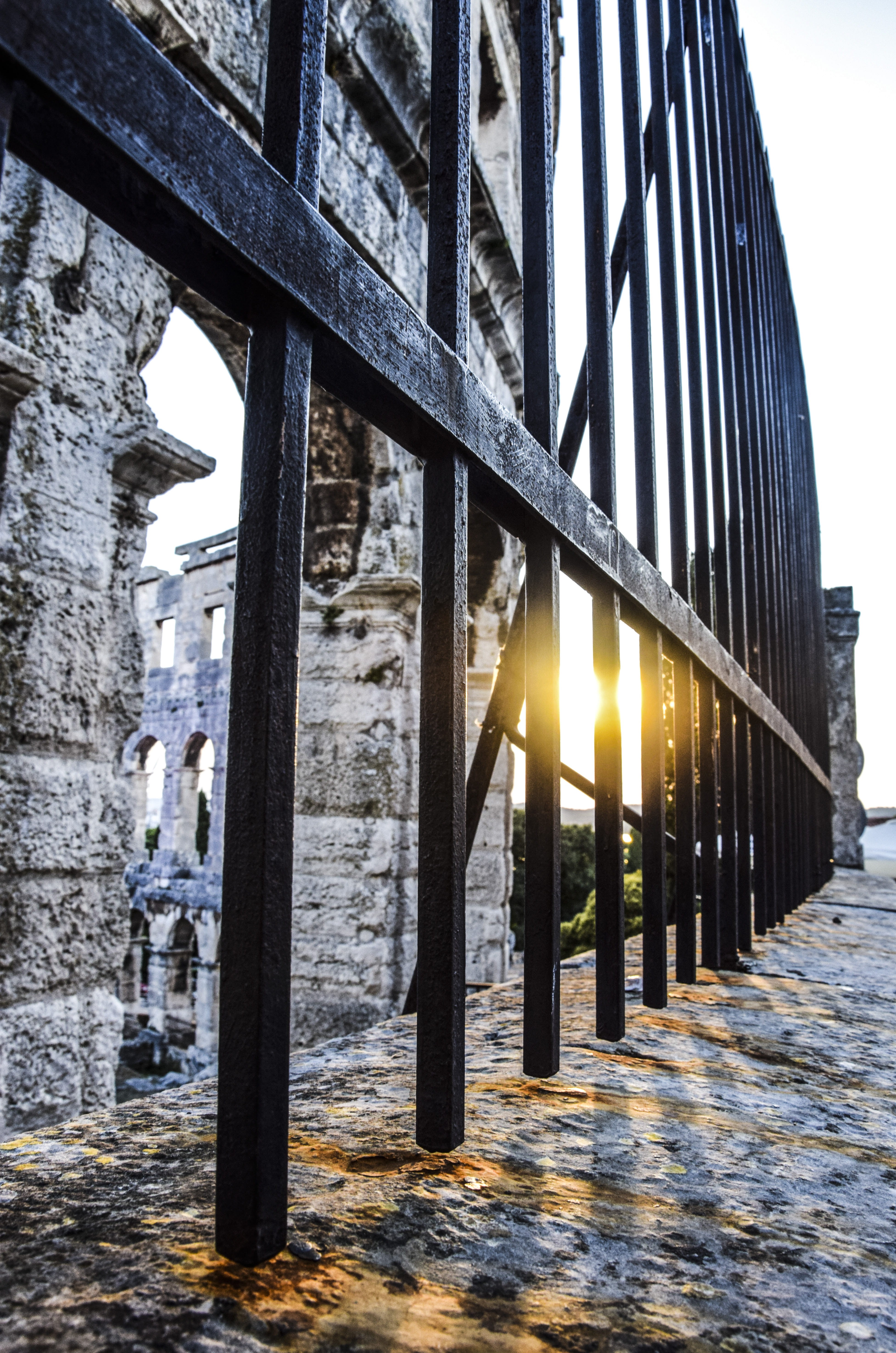winter, connection, culture, extreme, metal, 5K, architecture, sunlight, iron - metal, lens flare, summer, architectural column, croatia, building, old, Phone HD Wallpaper