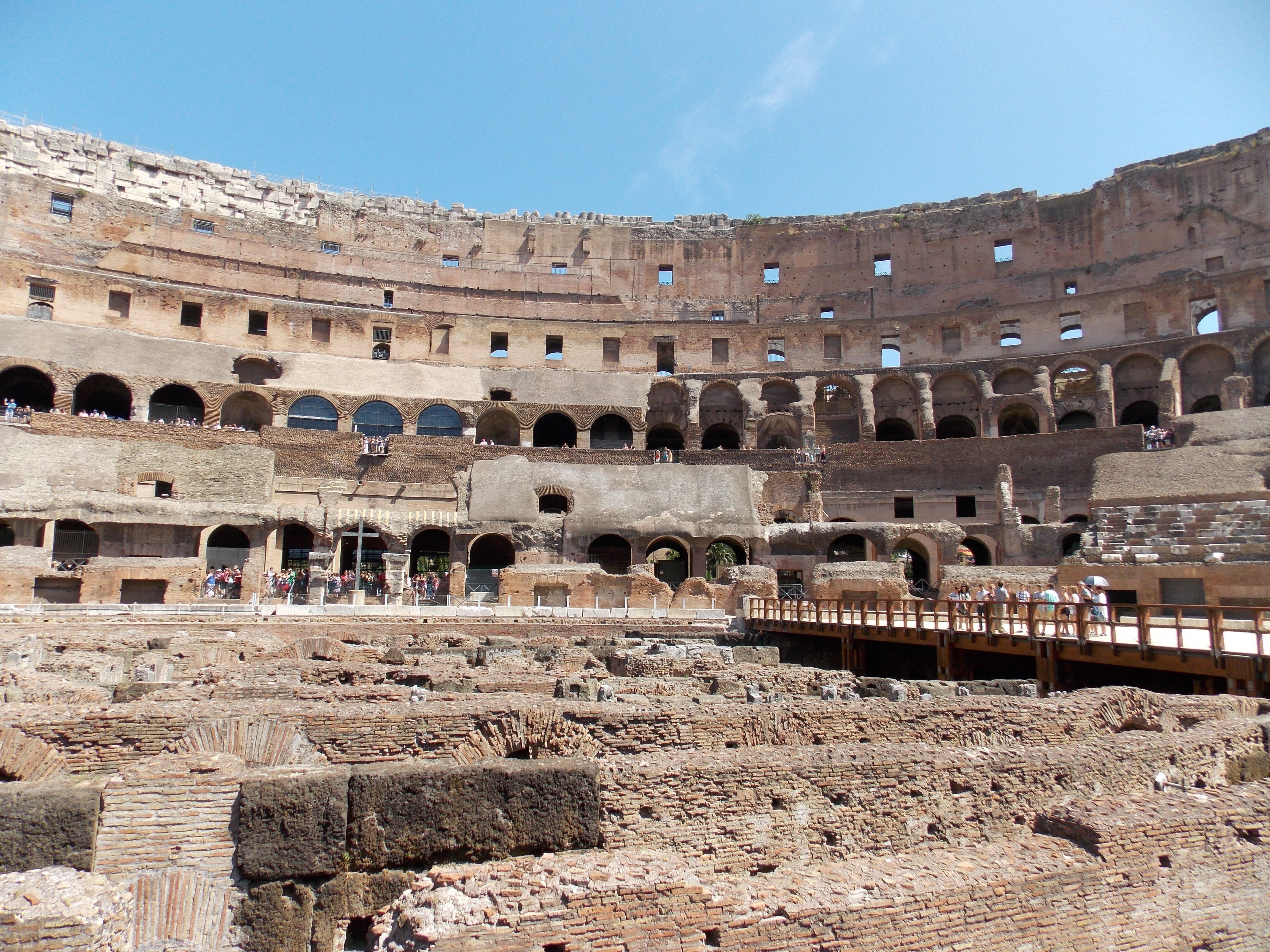 arch, rome, italy, colosseum, built structure, day, building exterior, ancient, archaeology, amphitheater, coliseum, old ruin, ancient civilization, ruined, HD Wallpaper