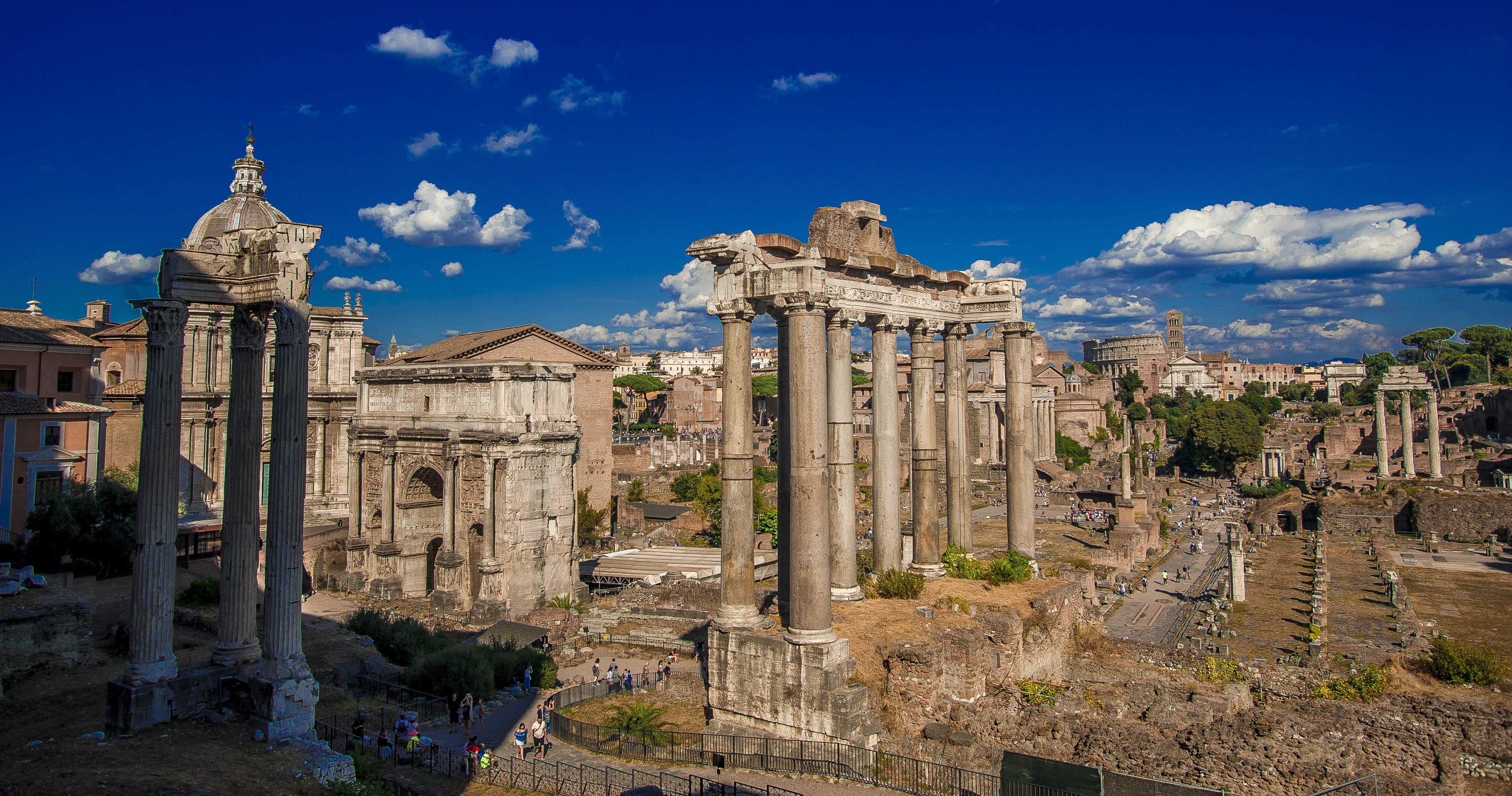 architectural column, stone material, old ruin, travel, antique, fori imperiali, rome, no people, campidoglio, built structure, monument, outdoors, old, HD Wallpaper