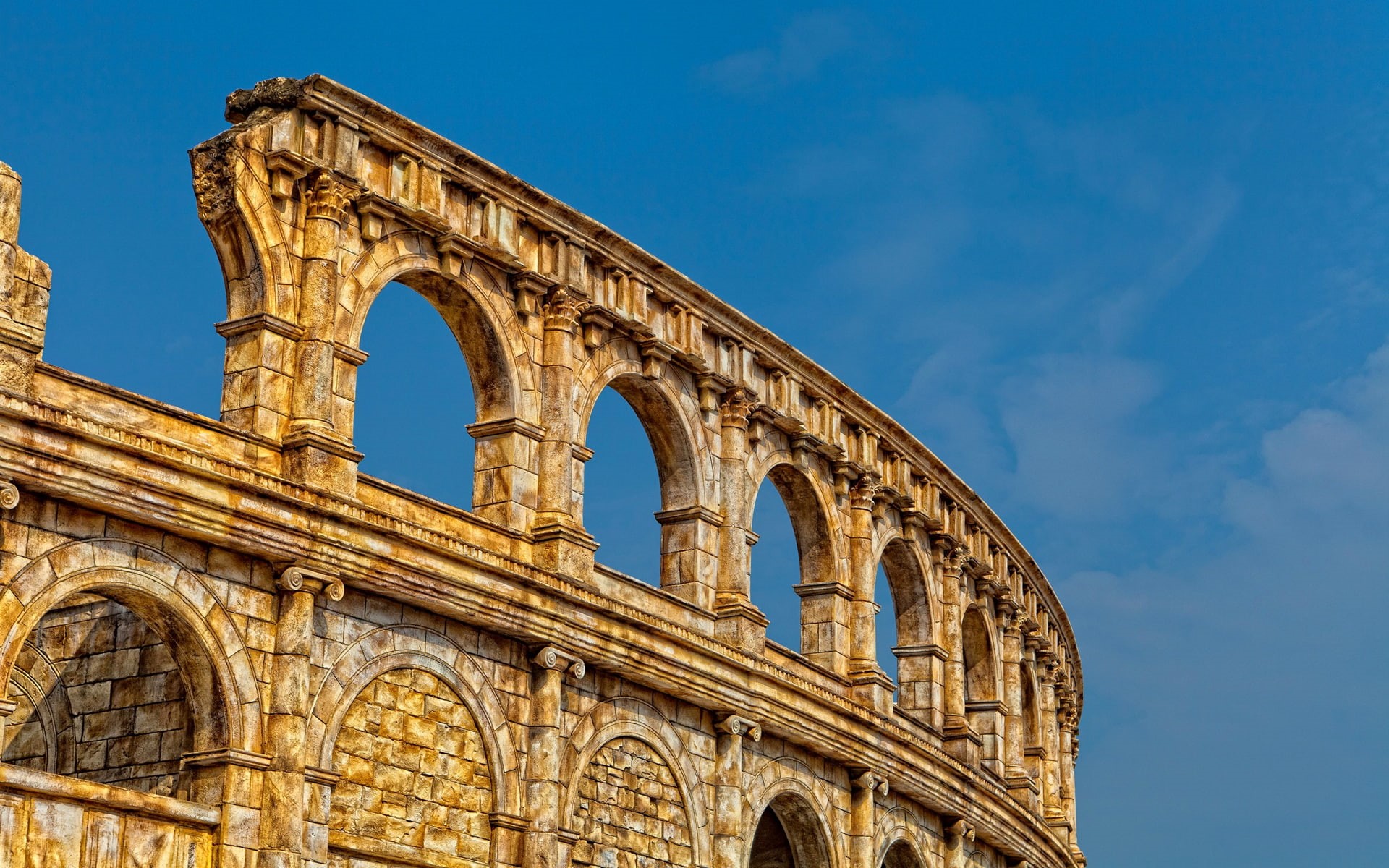 the sky, Colosseum, the ruins, ruins, amphitheatre, 1080P, HD Wallpaper