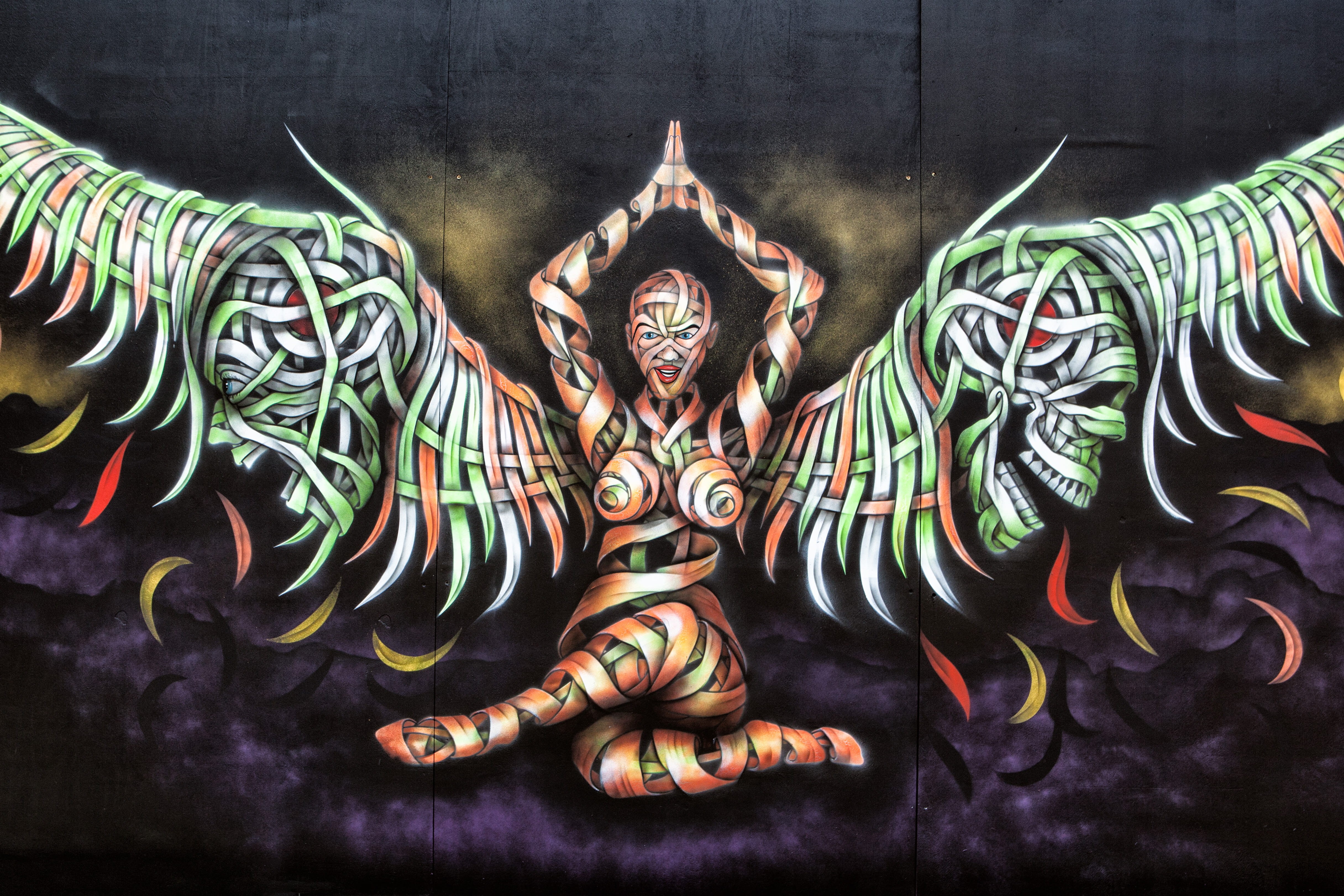no people, lane, shot, street Art, thailand, street, religion, 4K, male likeness, urban, backgrounds, spirituality, brick, sculpture, ornate, Brick Lane, HD Wallpaper