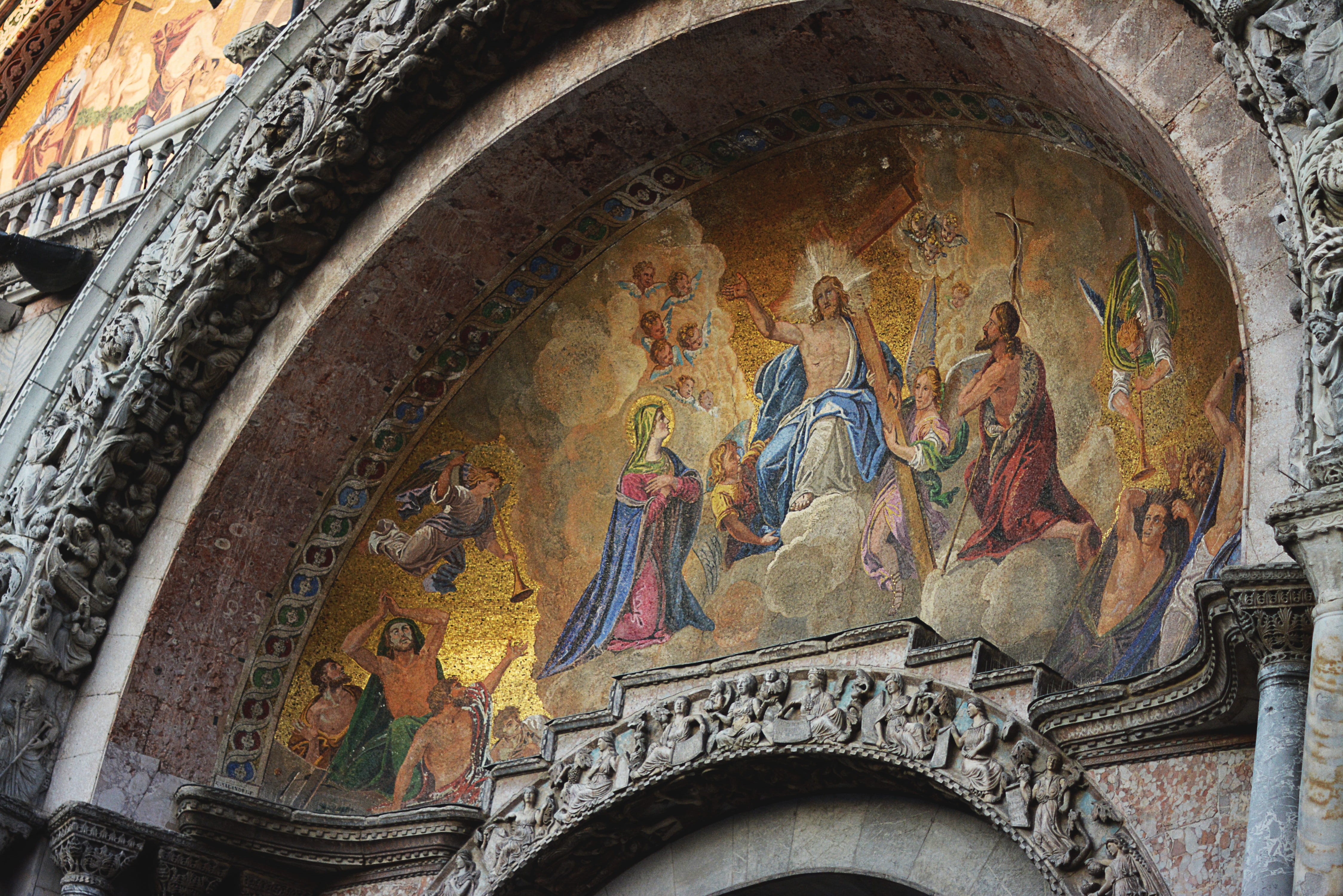 europe, wall, belief, Basilica, the basilica, low angle view, arch, Venice, spirituality, religion, cathedral, religious, building, history, prayer, faith, HD Wallpaper