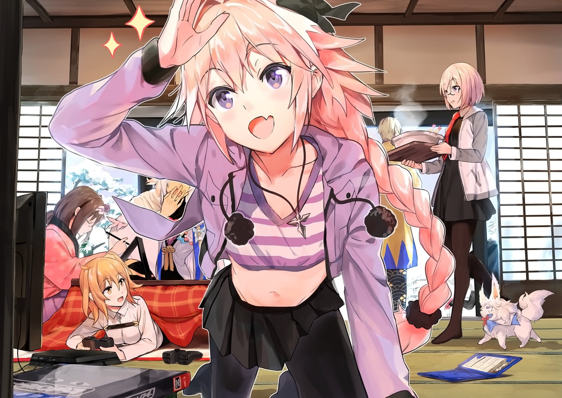 lifestyles, Fujimaru Ritsuka, three quarter length, 1080P, Mashu Kyrielight, business, Fate Series, young women, standing, Fou (Fate/Grand Order), Astolfo (Fate/Apocrypha), HD Wallpaper