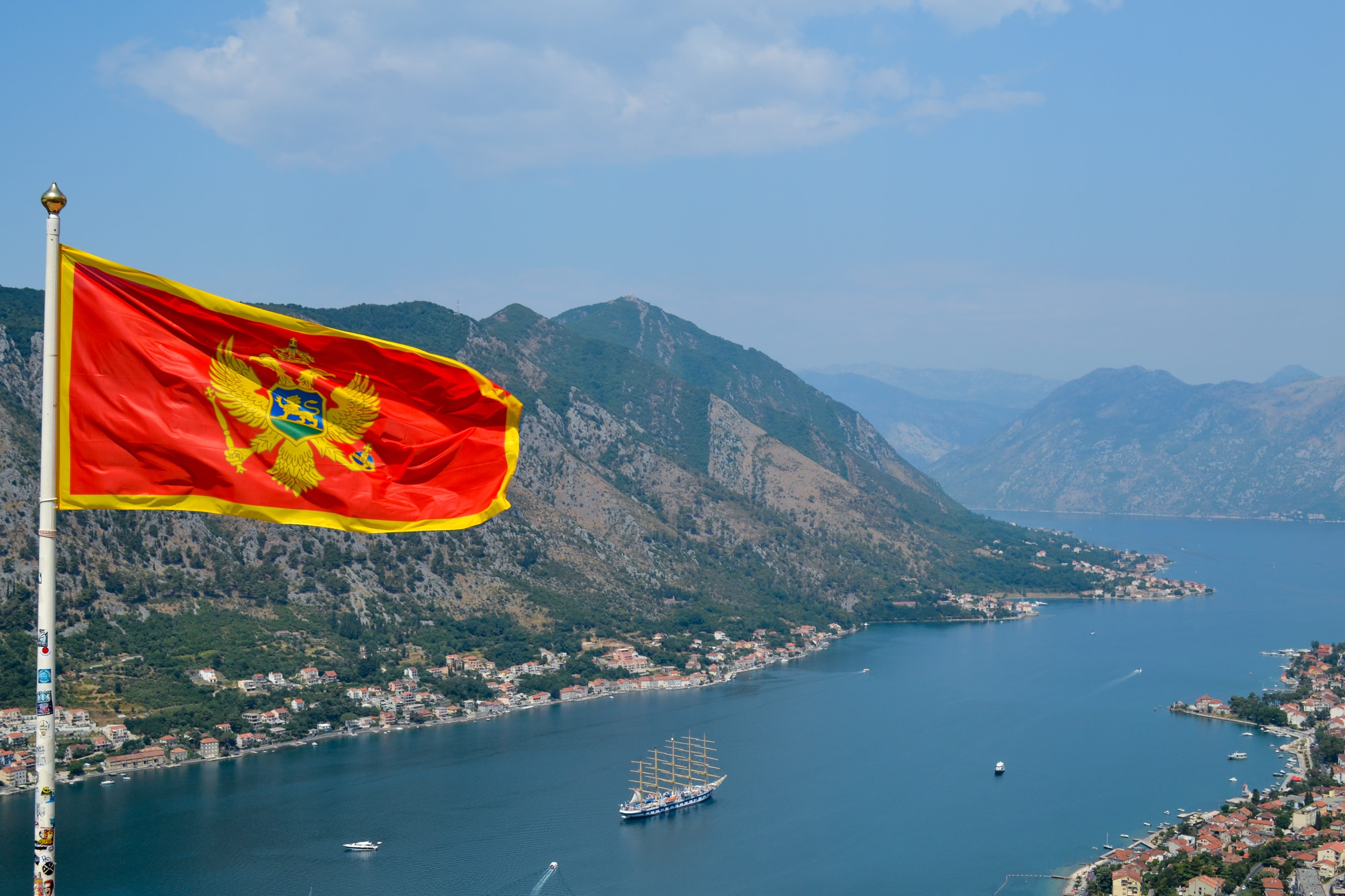 transportation, sea, bay, travel, travel destinations, mountain, kotor, patriotism, sky, scenics - nature, sailboat, nautical vessel, wind, water, environment, HD Wallpaper