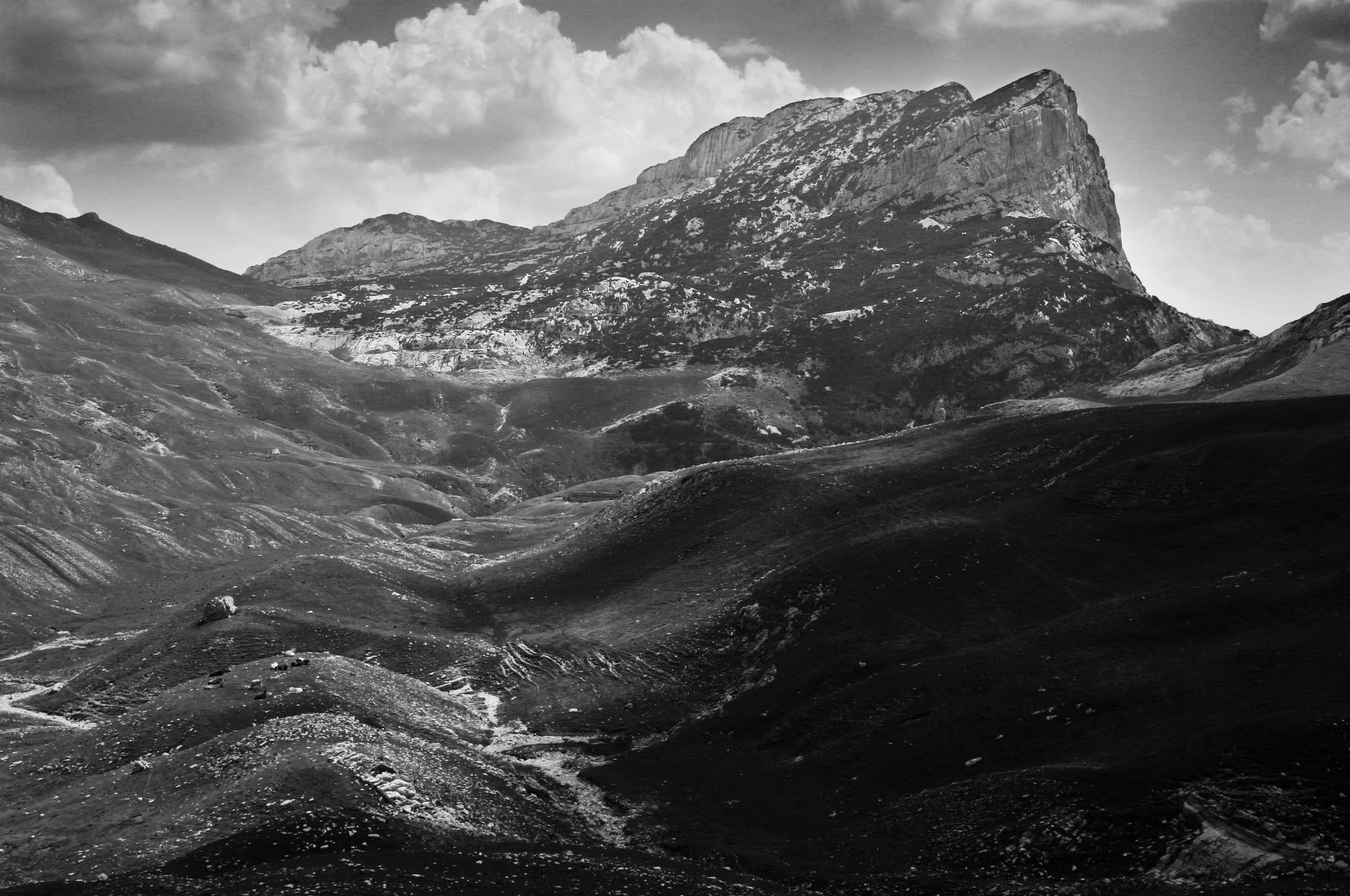 mountains, landscape, GND, outdoors, landscape photography, Durmitor National Park, Cows, black And White, Montenegro, park, Pasture, Scree, photography, HD Wallpaper