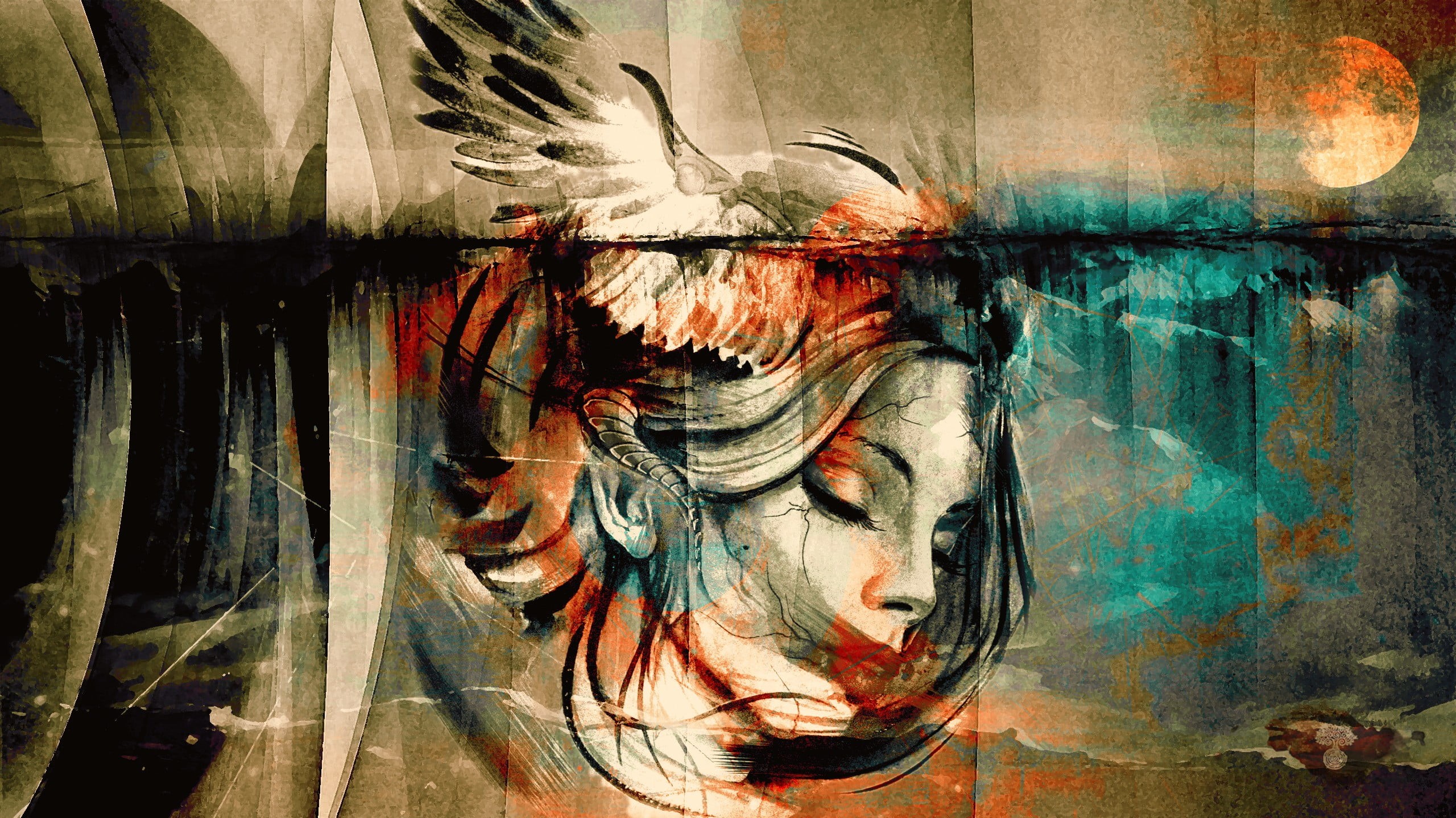 s, digital composite, painting, craft, art and craft, paintings, textured effect, woman, mural, backgrounds, representation, painted, abstract, paint, oil painting, HD Wallpaper