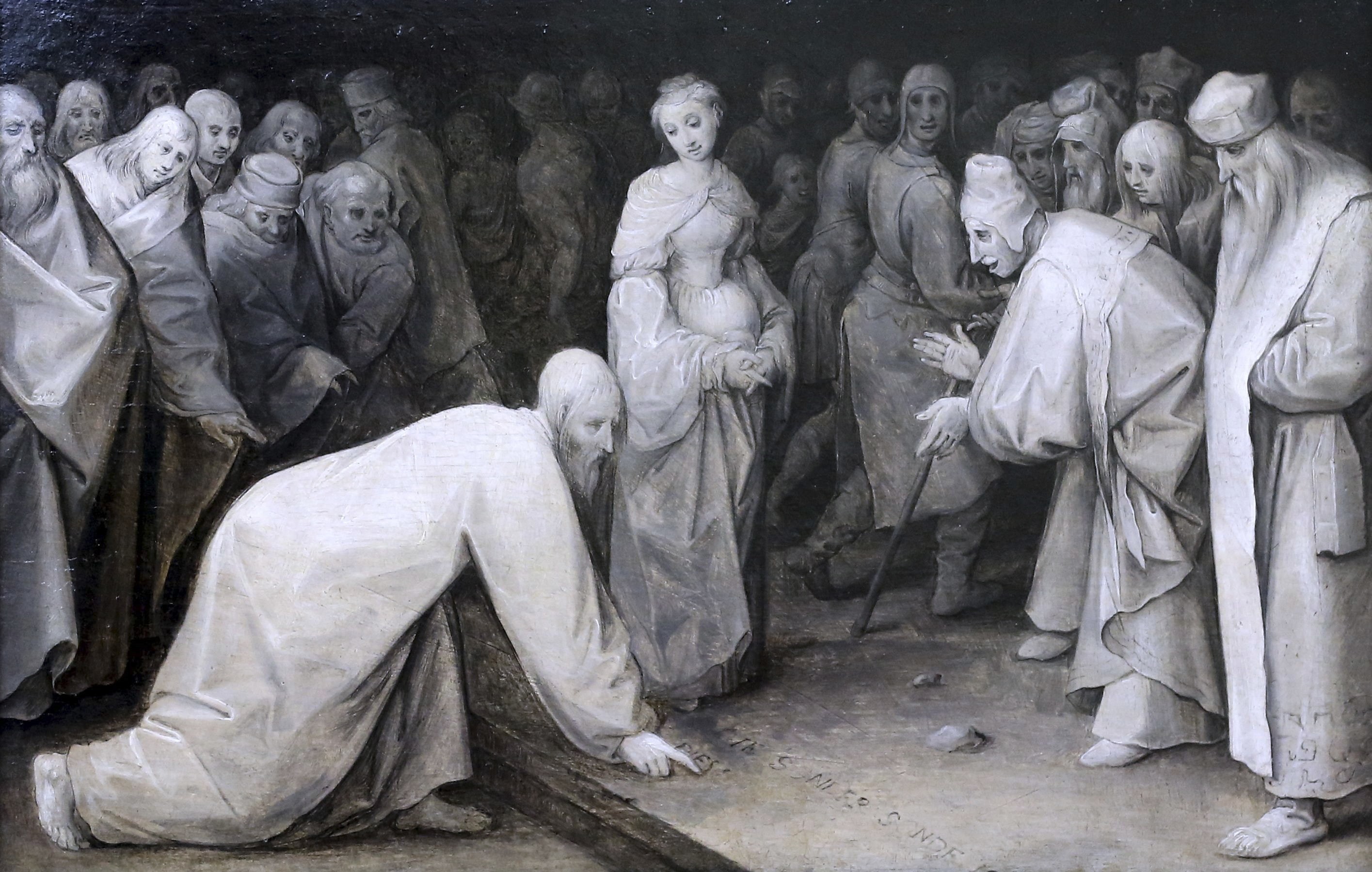 Christ and the woman taken in adultery, Jan Bruegel, Neue Pinakothek, 2K, artist, Jan Brueghel, Anvers, was a Flemish painter, Munich, Flemish, picture, HD Wallpaper