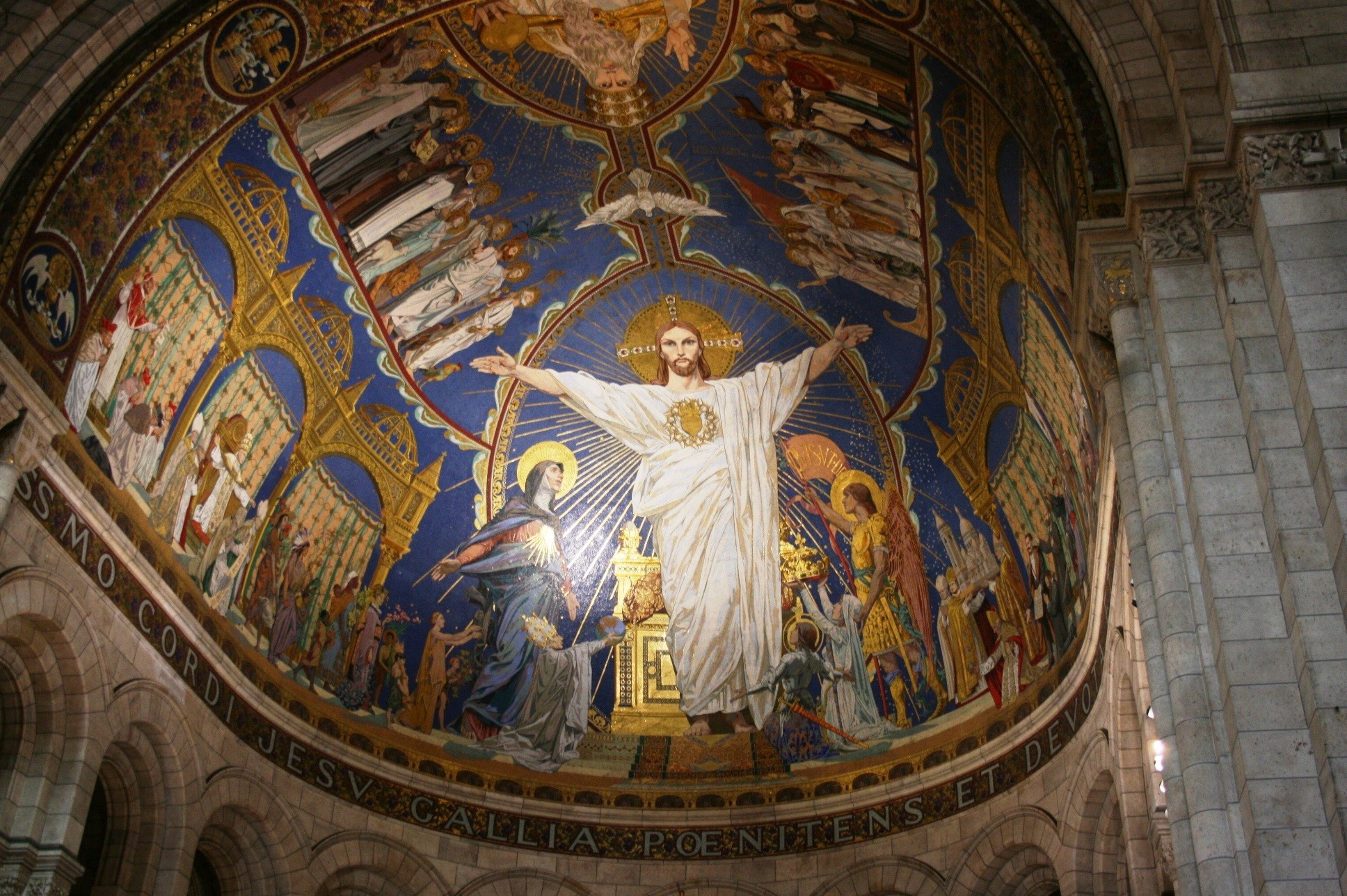 paris, indoors, representation, painting, photo, religion, spirituality, no people, religious, belief, architecture, art and craft, angel, cupola, mural, HD Wallpaper